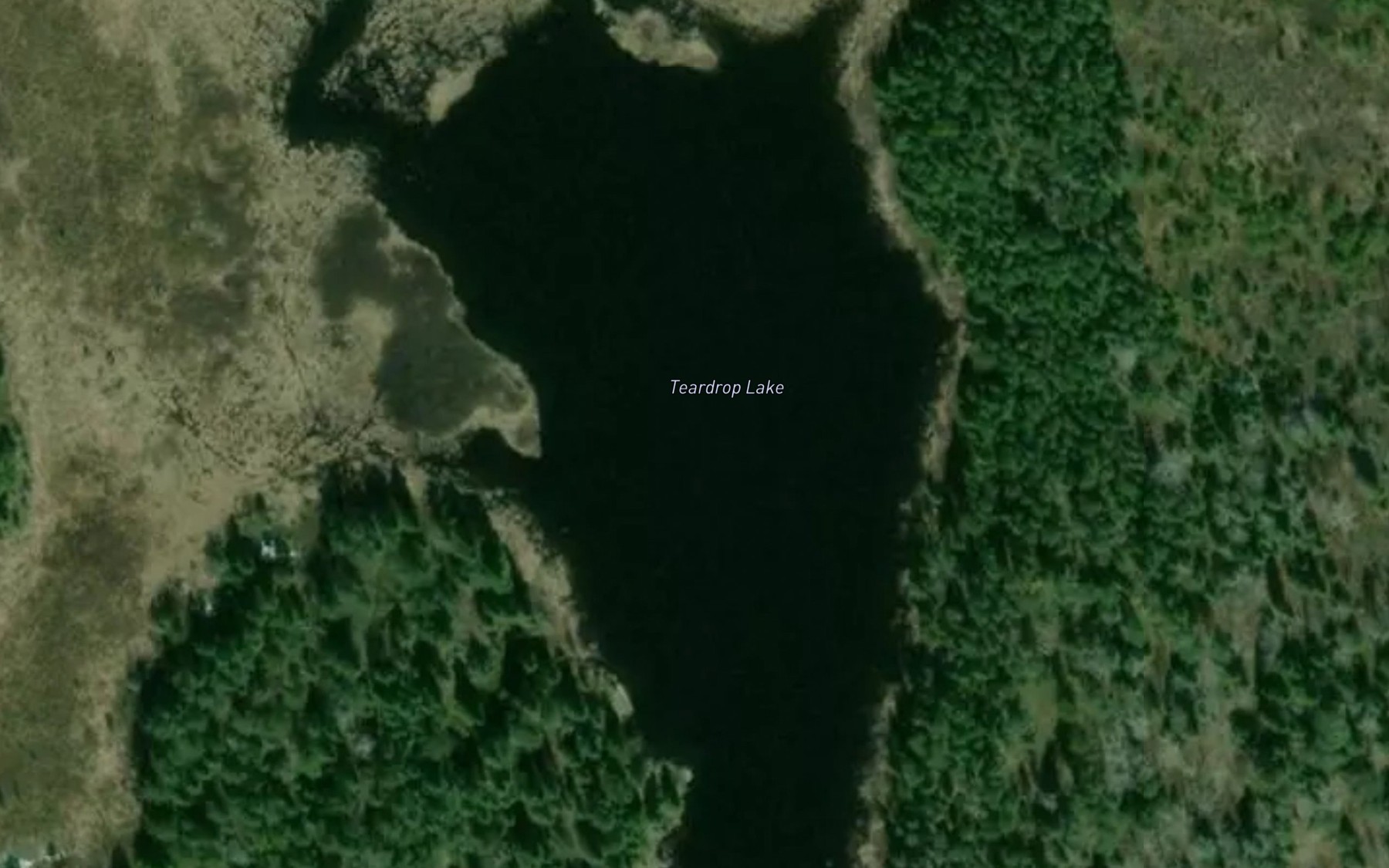 Satellite map of the Teardrop Lake