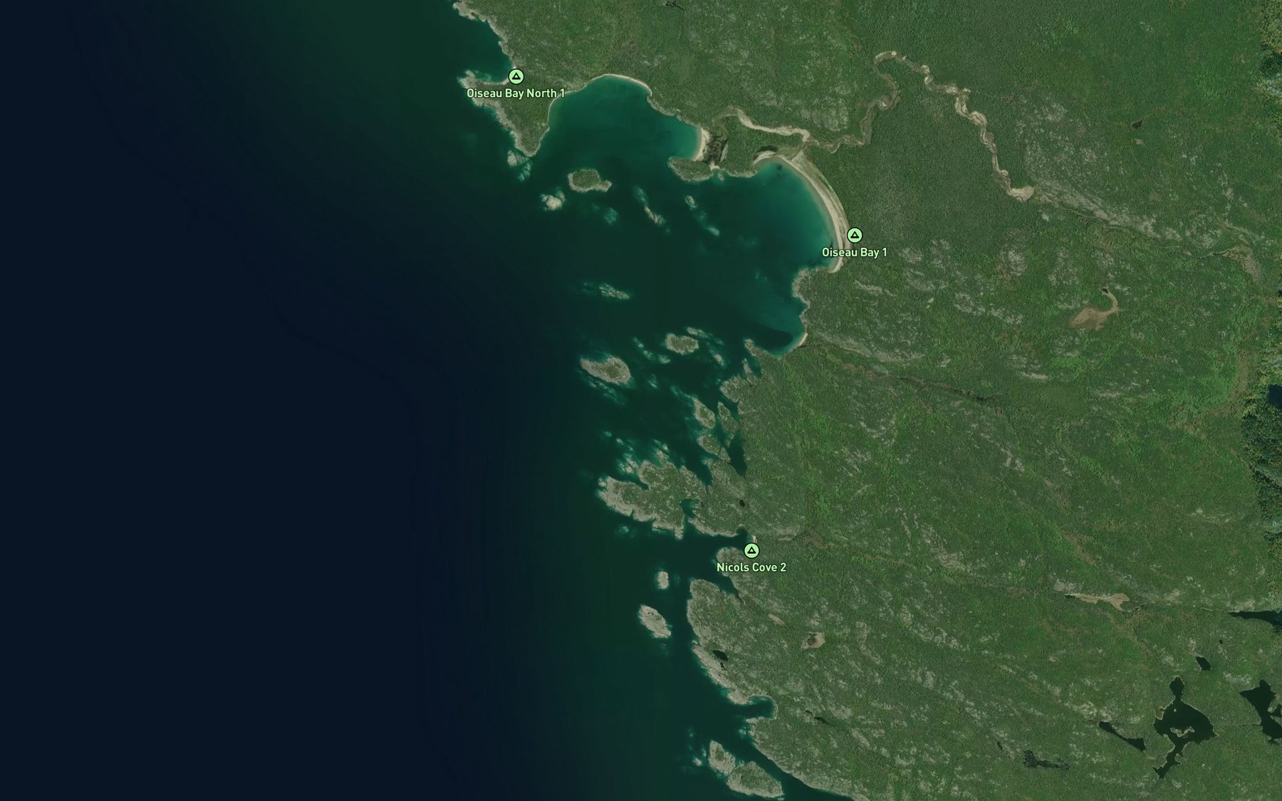 Satellite map of the Nicols Cove