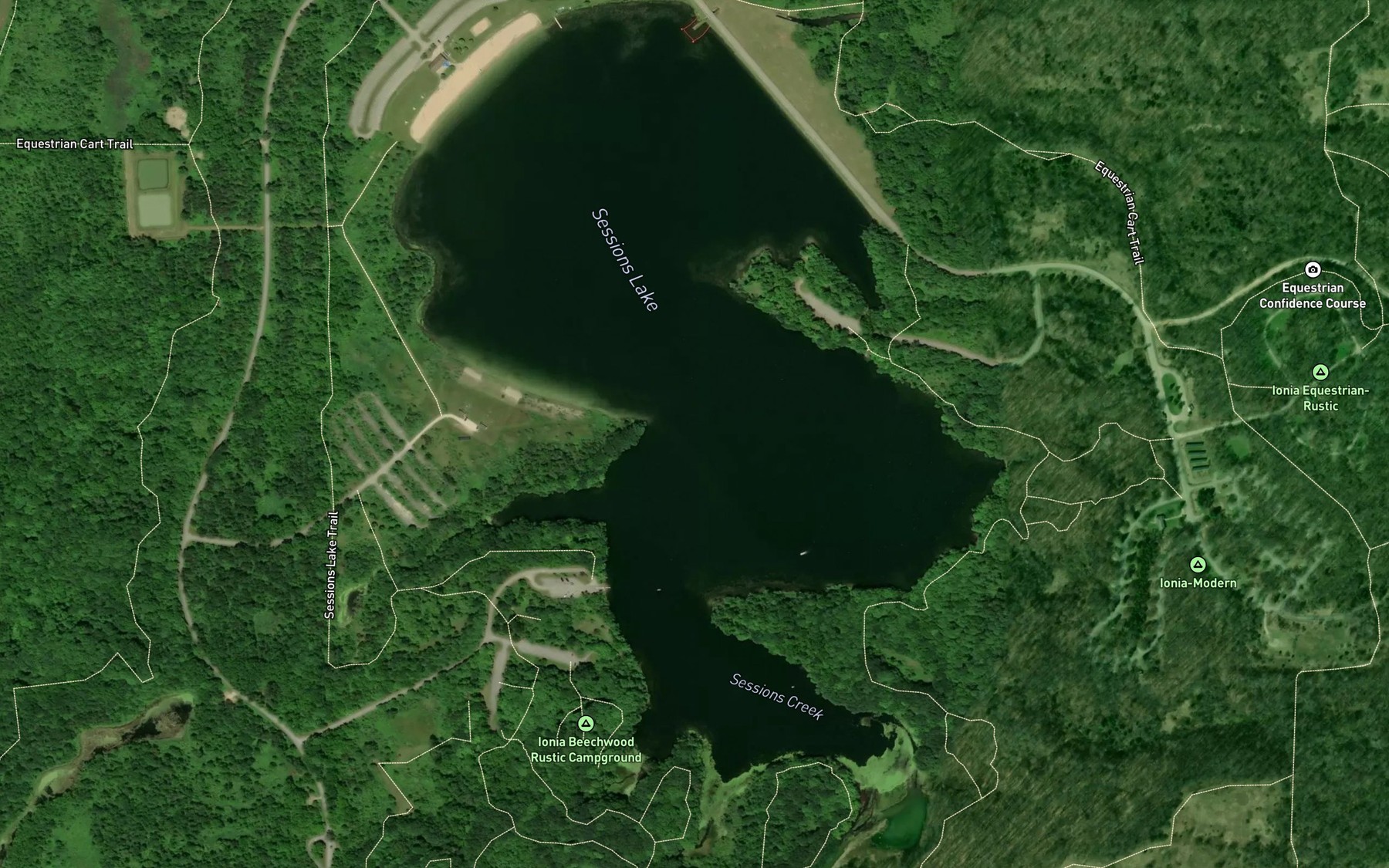 Satellite map of the Sessions Lake
