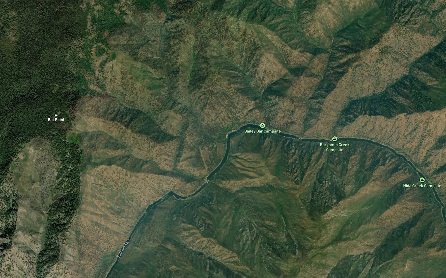 Satellite map of the Myers Creek