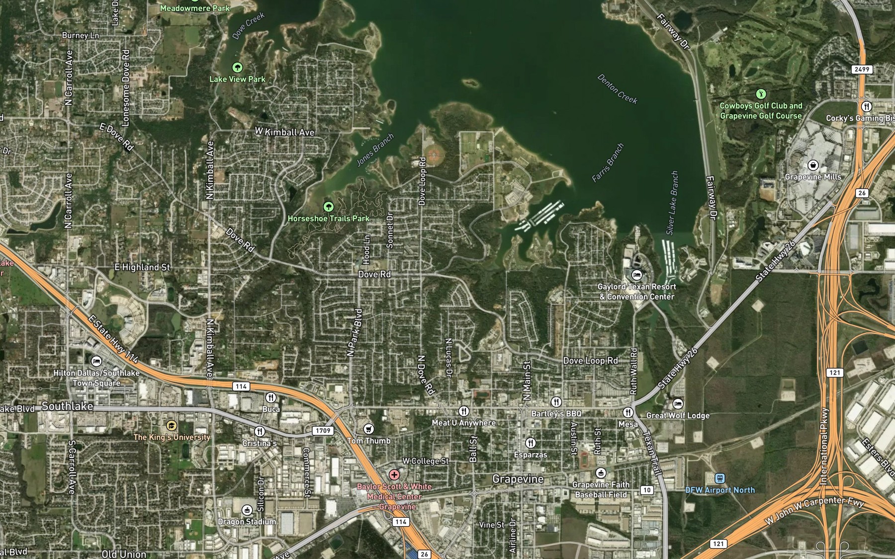 Satellite map of the Farris Branch