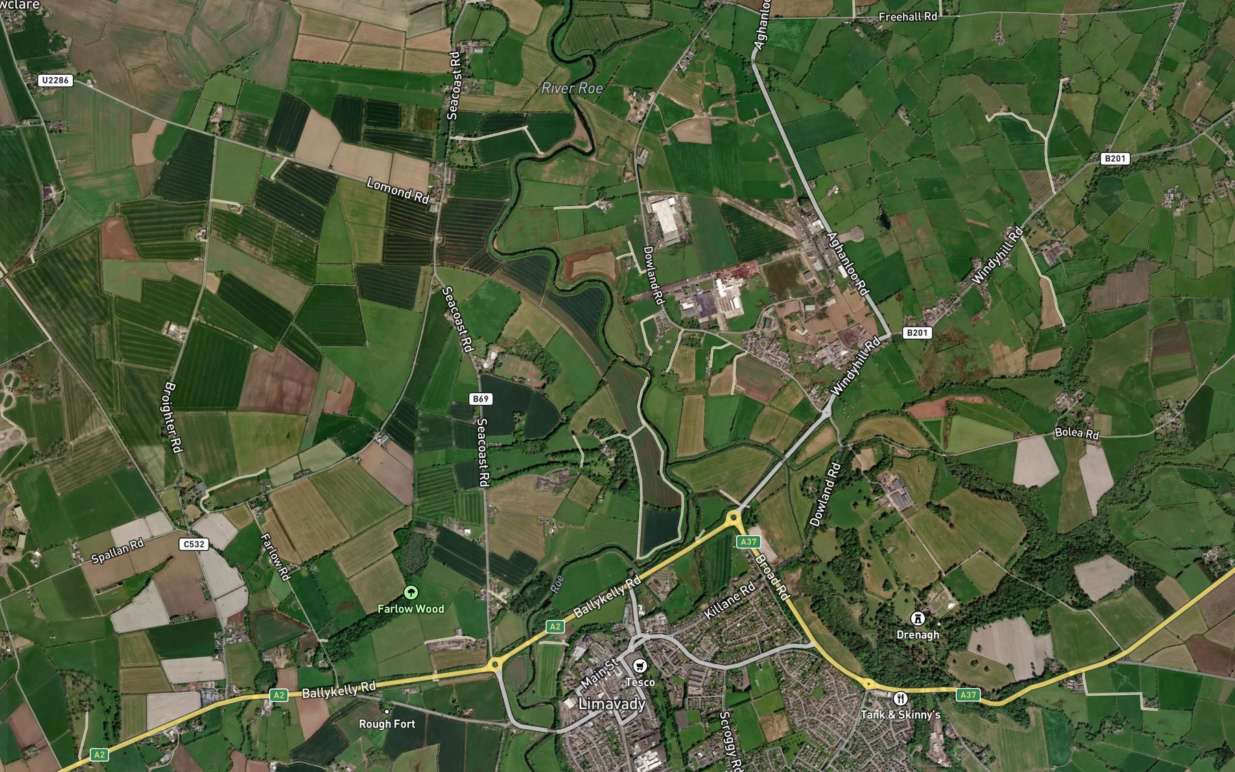 Satellite map of the Castle River