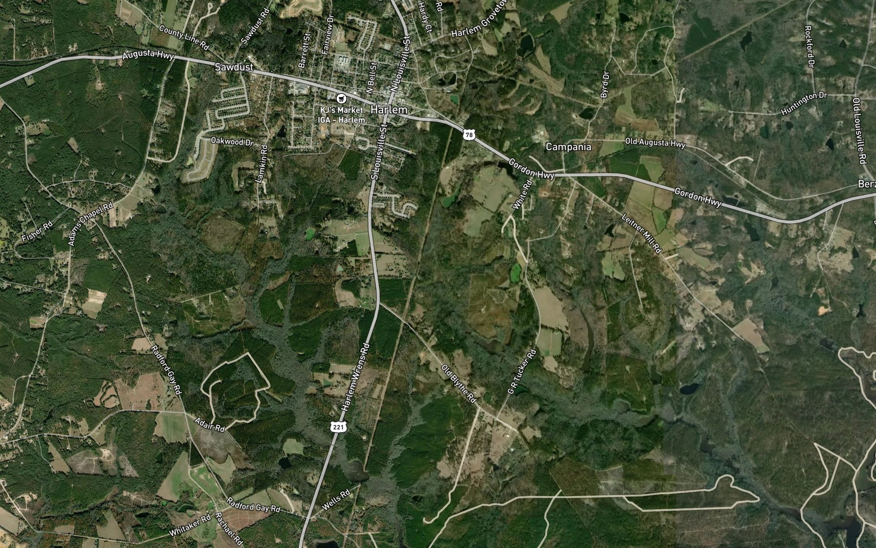 Satellite map of the Morris Lake