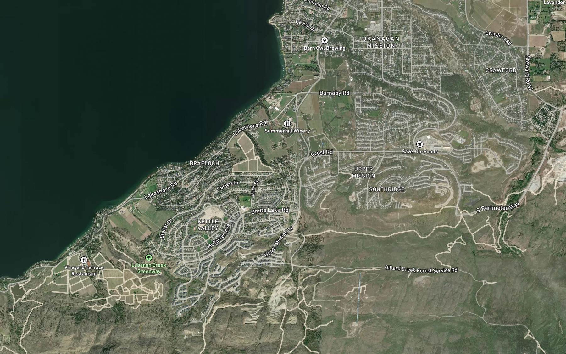 Satellite map of the Rembler Creek