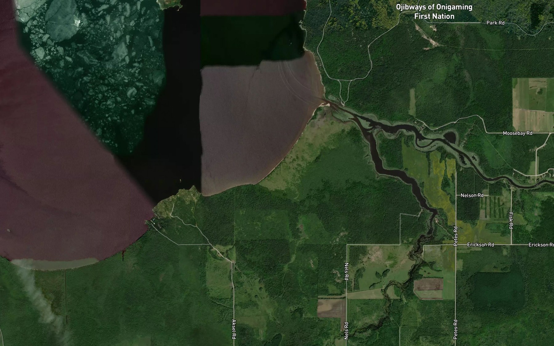 Satellite map of the Little Grassy River
