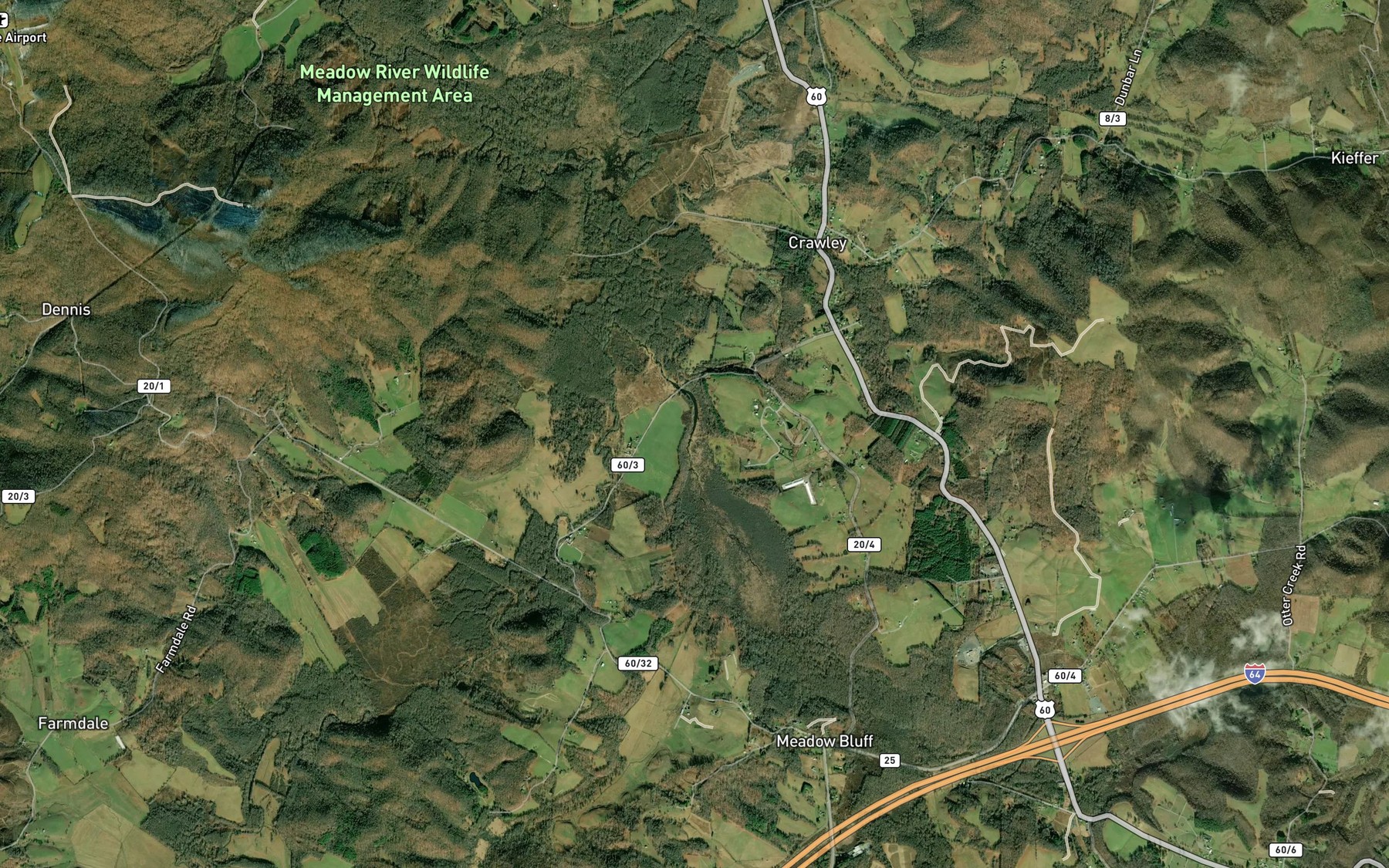 Satellite map of the Otter Creek