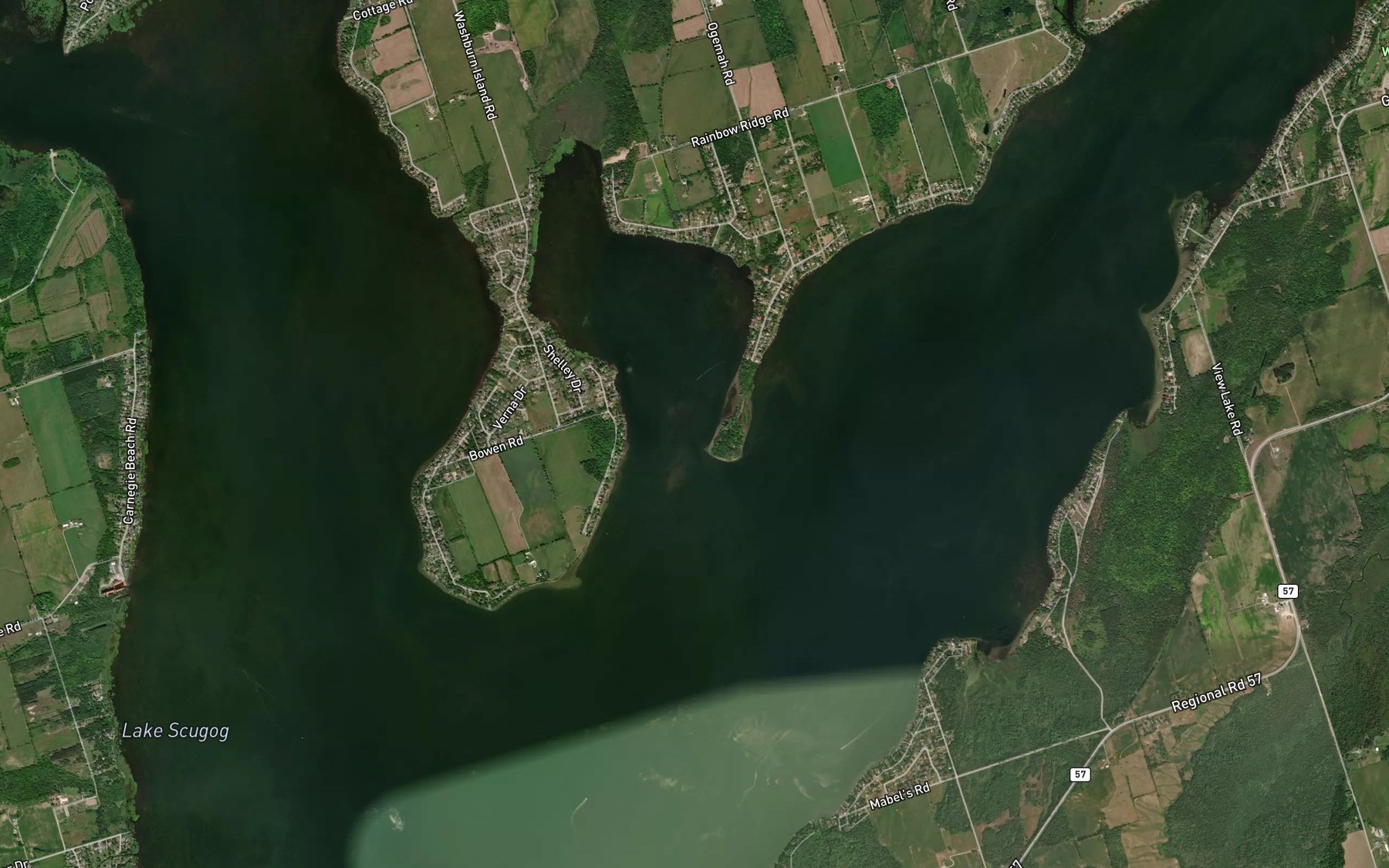 Satellite map of the Starr Bay