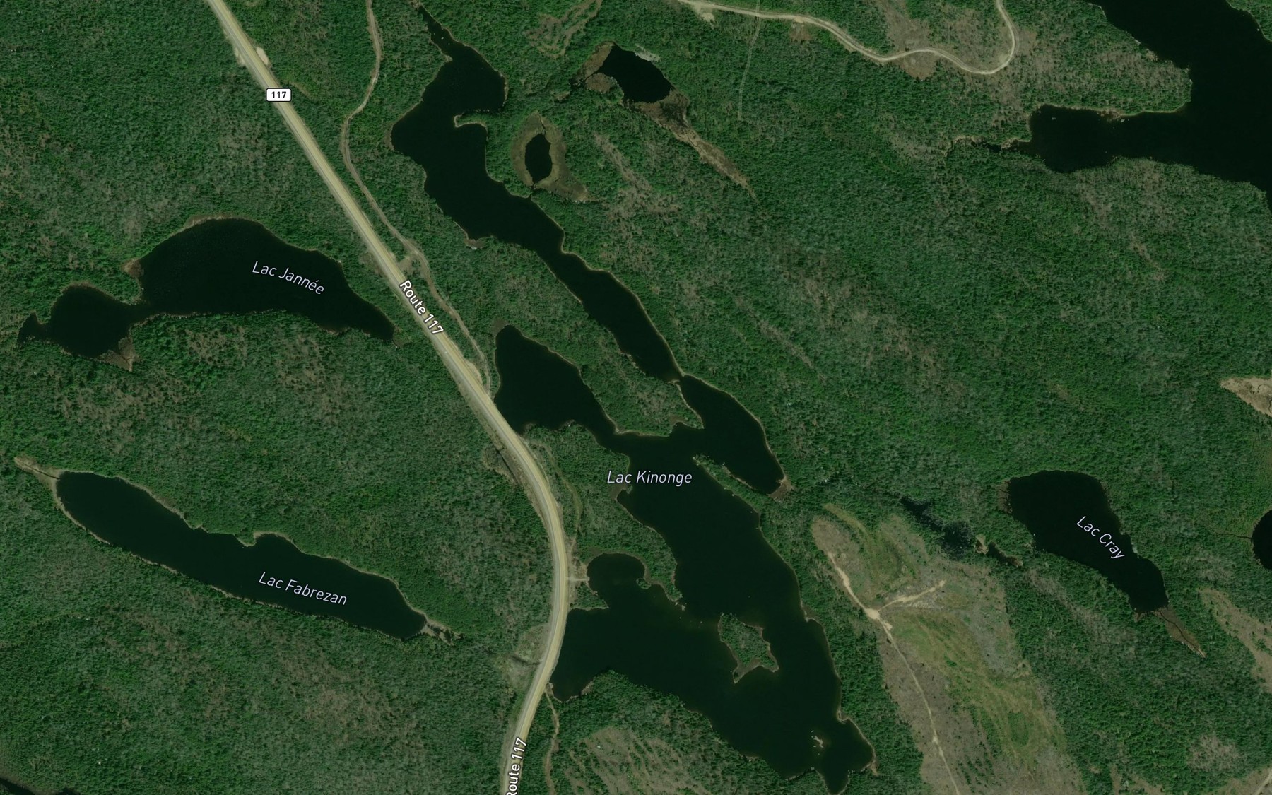Satellite map of the Lac Kinonge