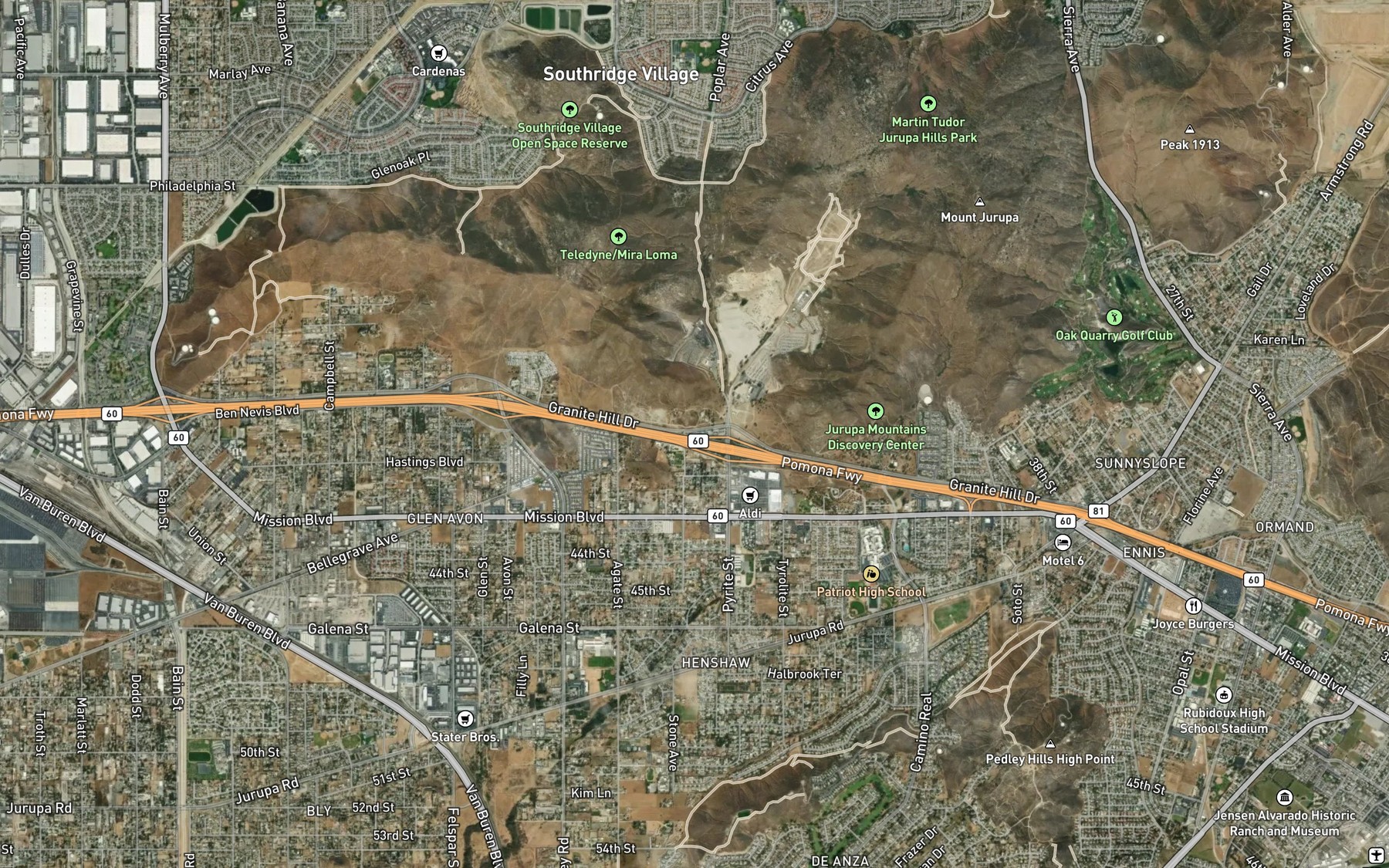 Satellite map of the West Riverside Lateral Number Three
