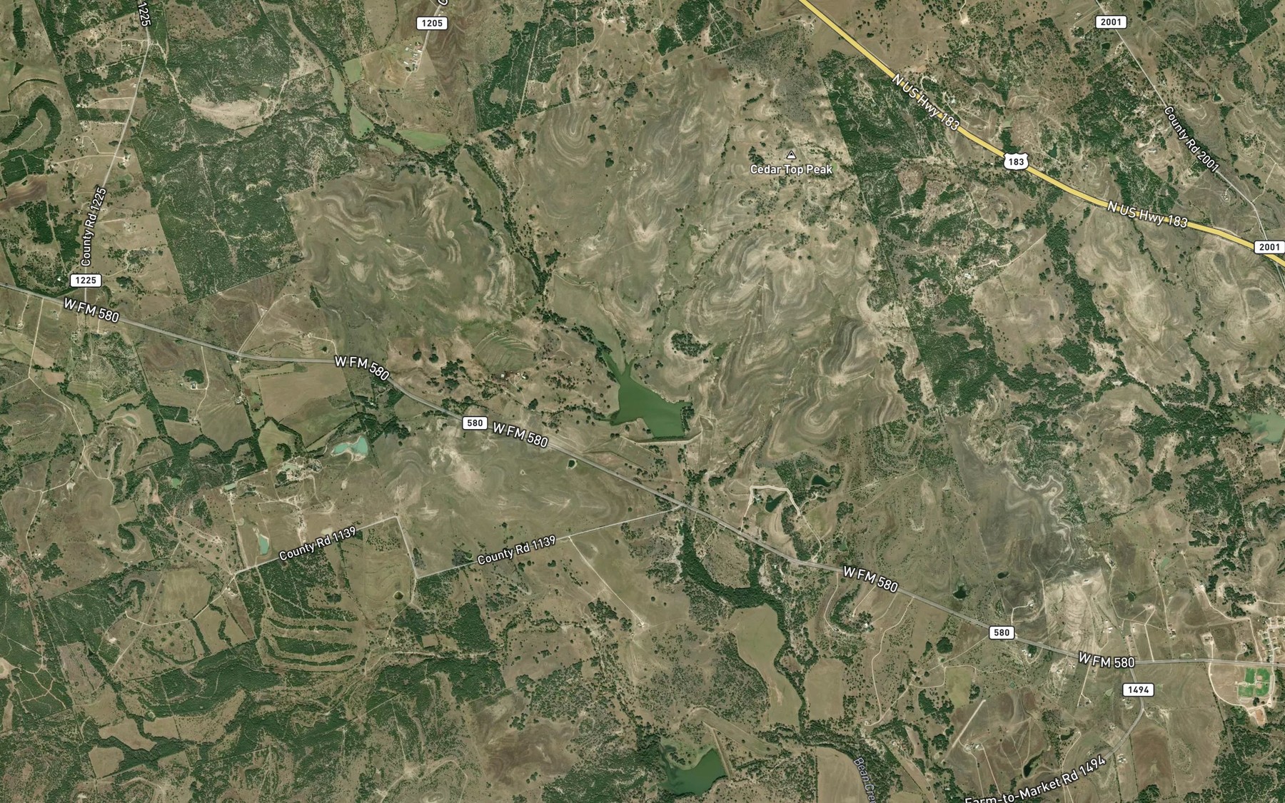 Satellite map of the Soil Conservation Service Site 1 Reservoir