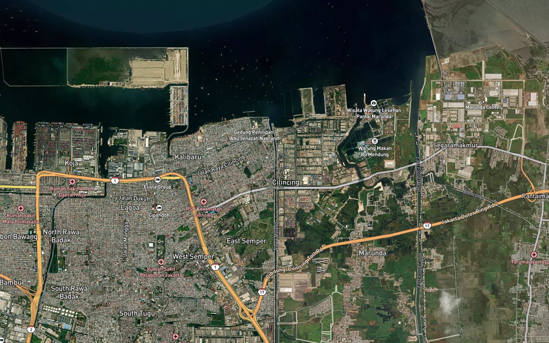 Satellite map of the Kali Cakung