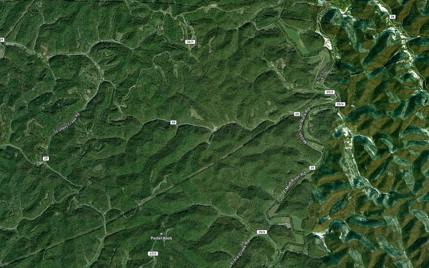 Satellite map of the Alum Fork