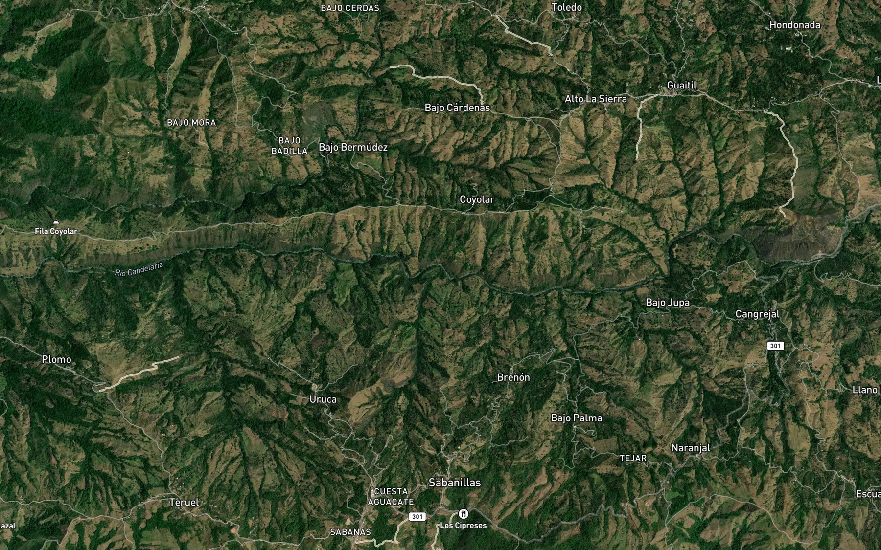 Satellite map of the Quebrada Honda