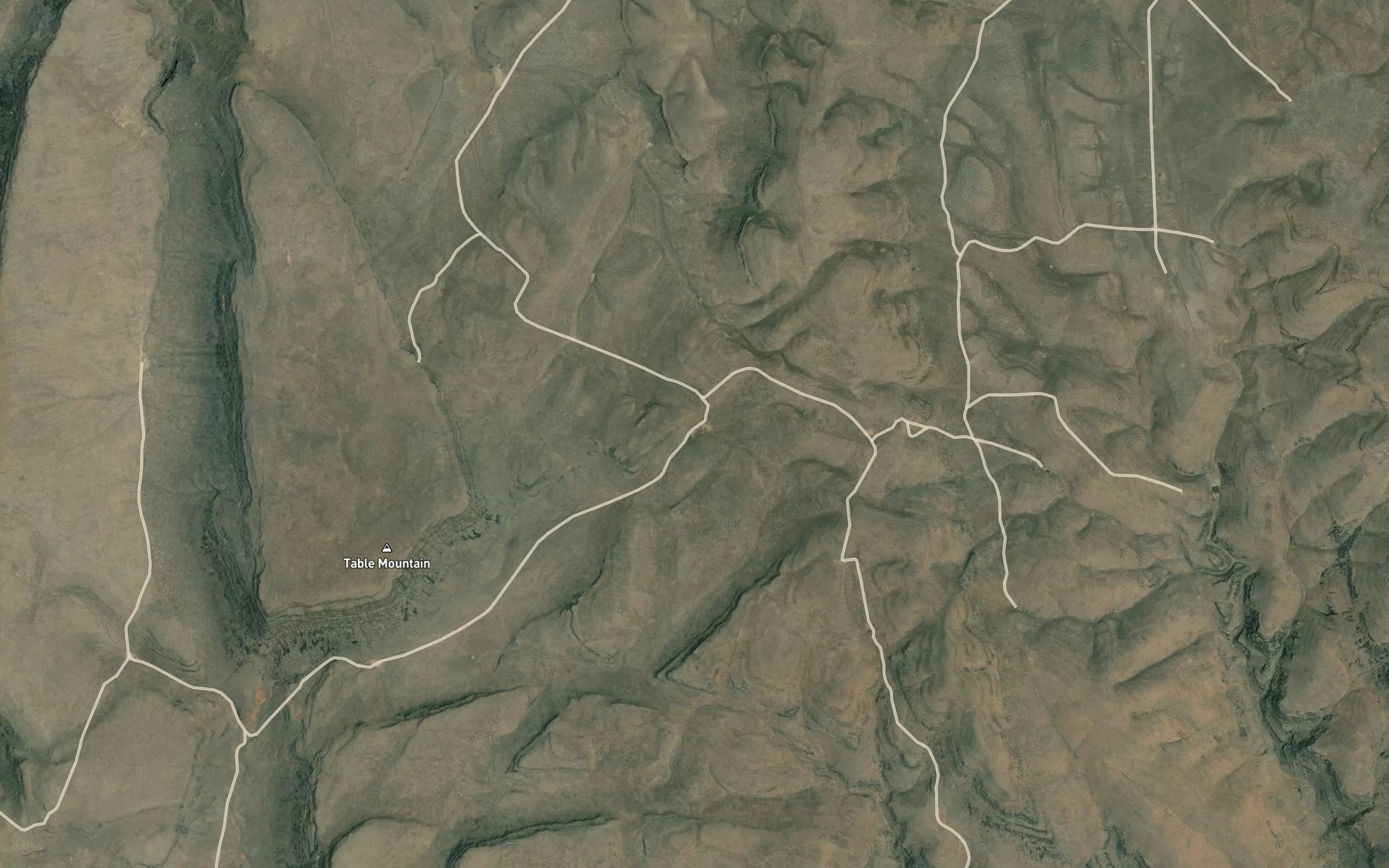 Satellite map of the Table Mountain Reservoir