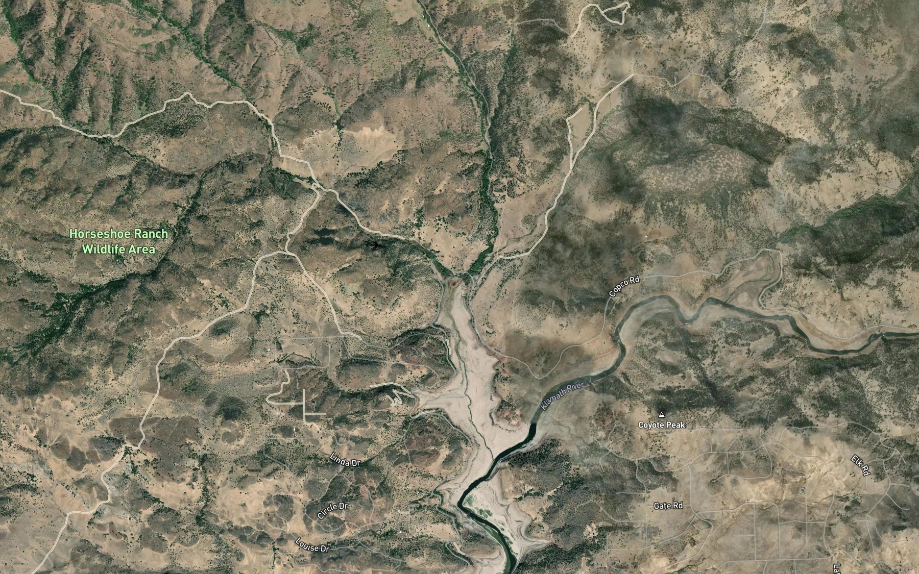 Satellite map of the Camp Creek