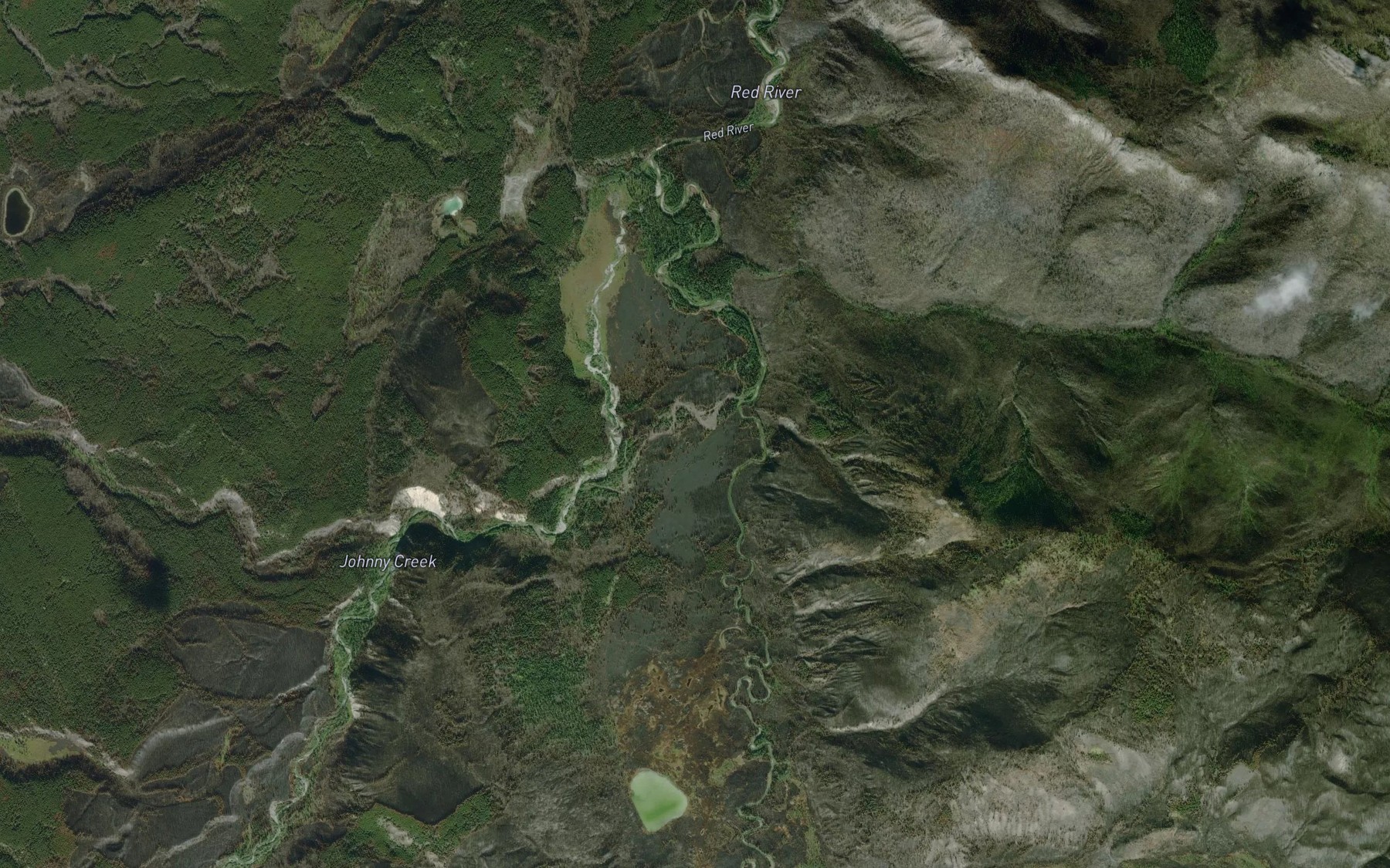 Satellite map of the Johnny Creek