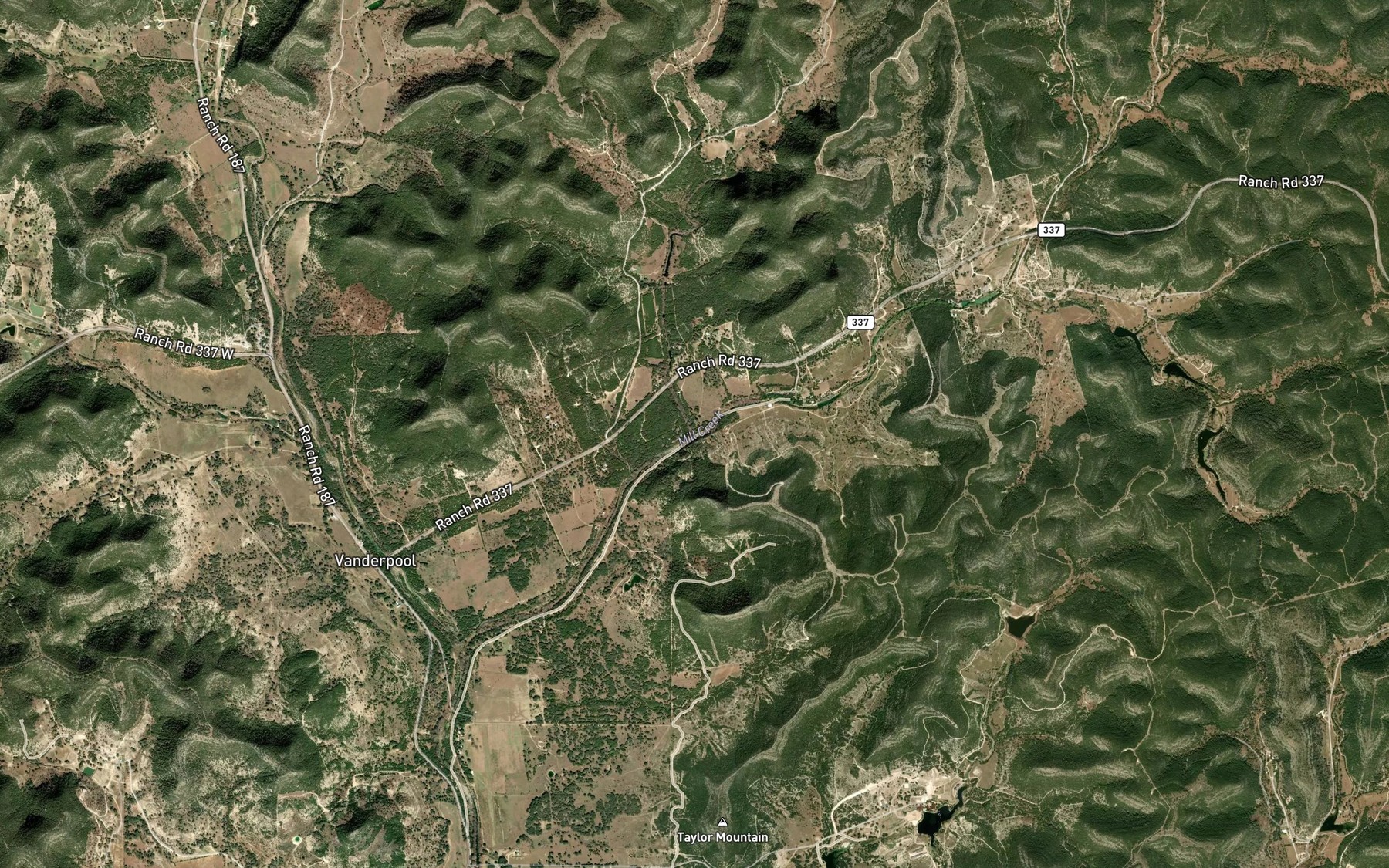 Satellite map of the Evans Creek