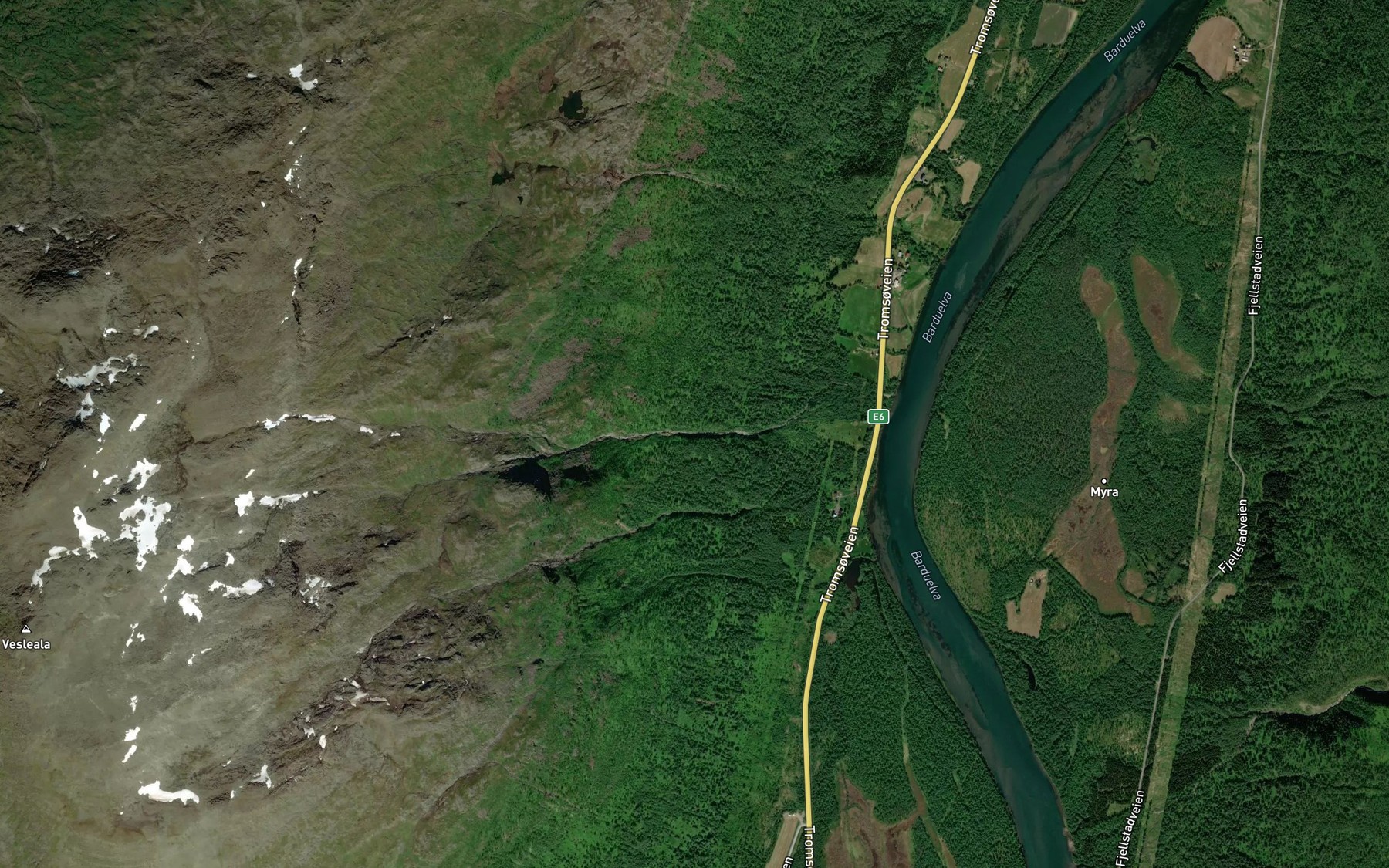 Satellite map of the Nedre Skredbekk