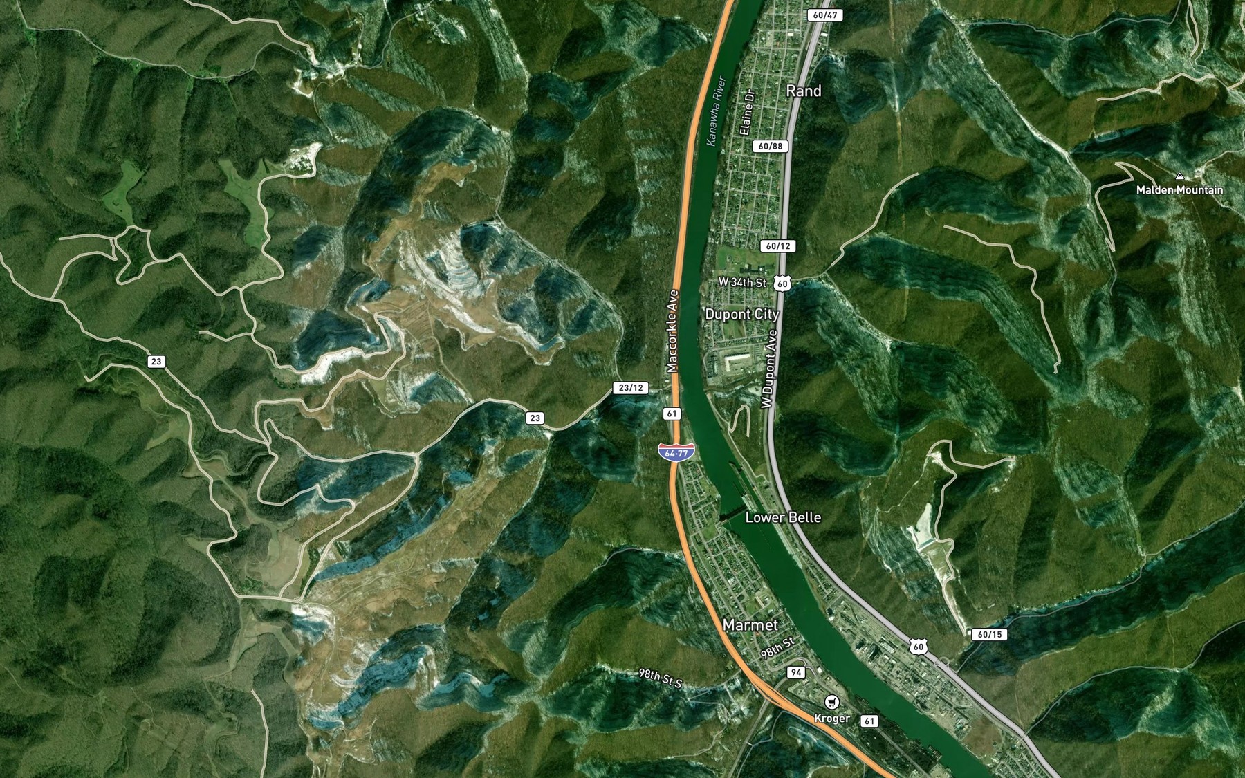 Satellite map of the Right Fork Rush Creek