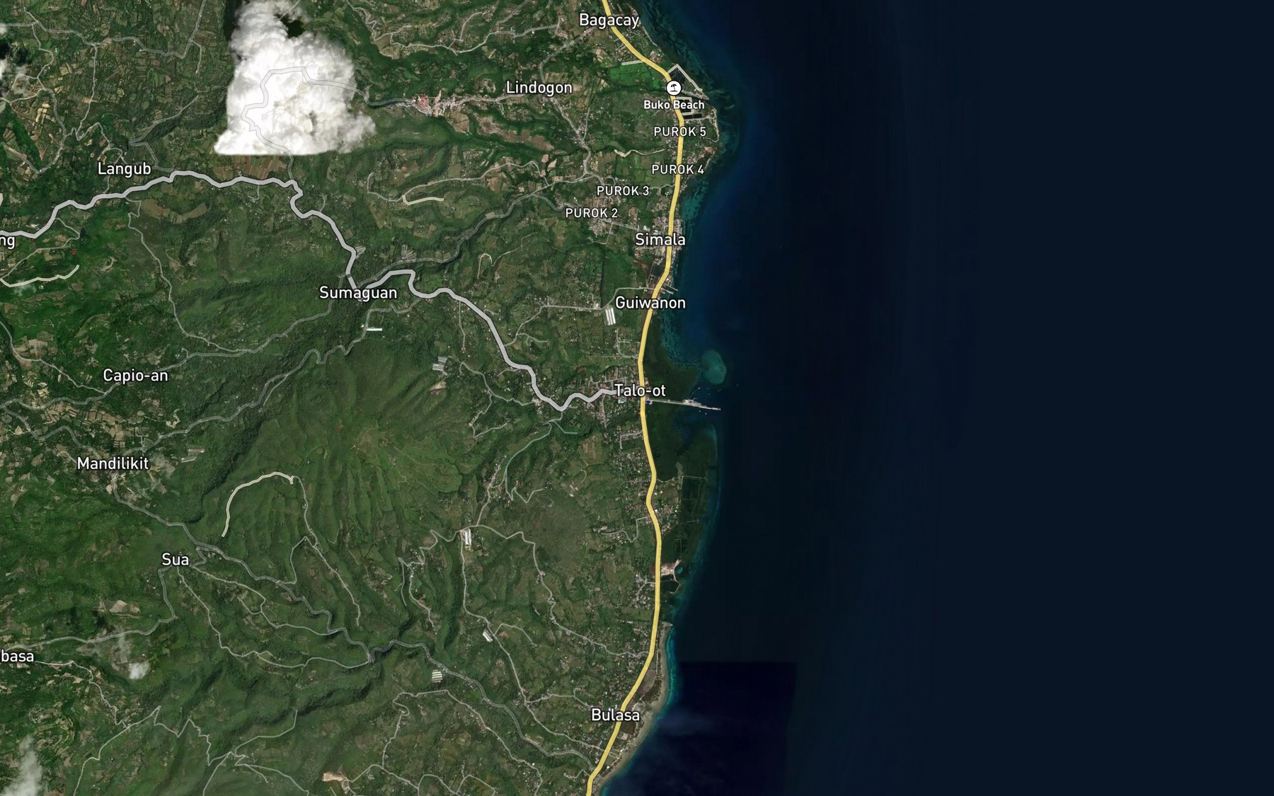Satellite map of the Sombreo River