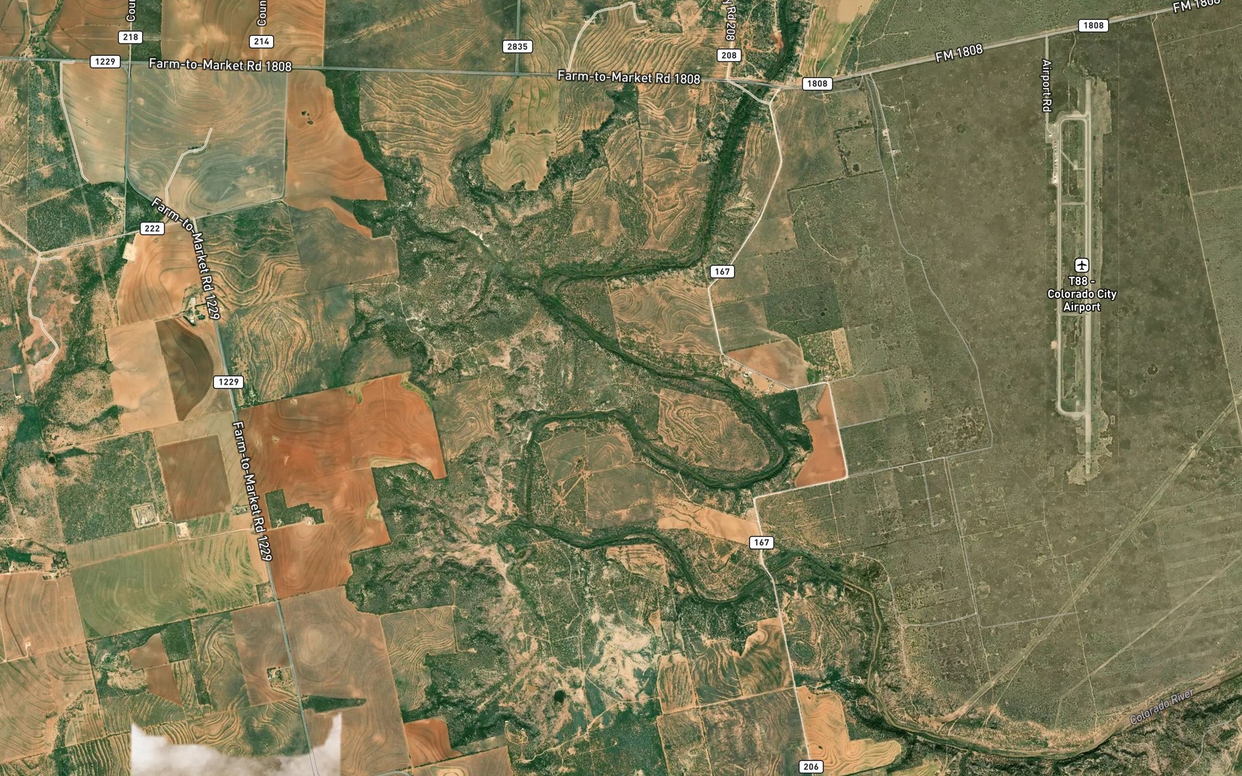 Satellite map of the Cedar Bend