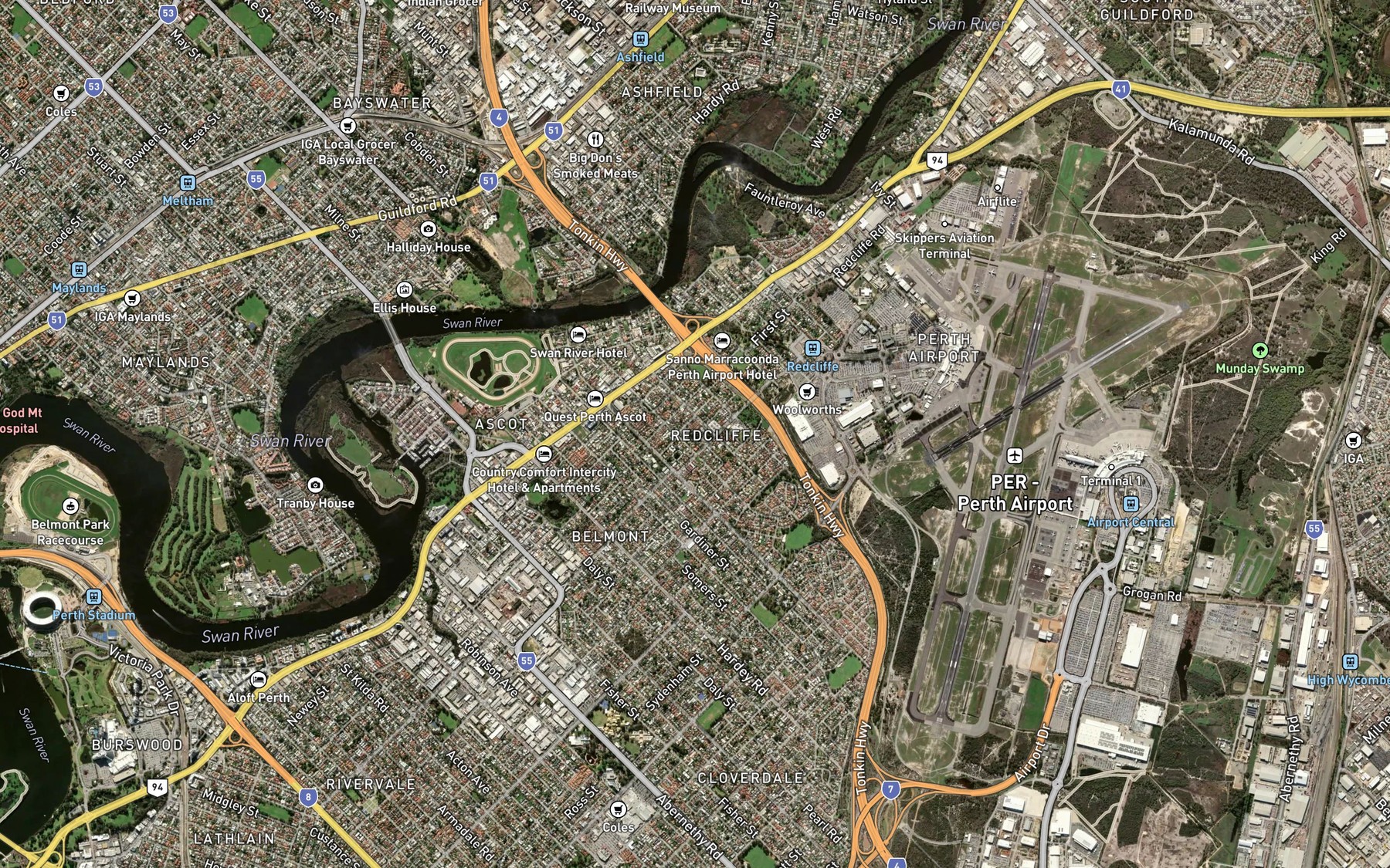 Satellite map of the Smythe Lake