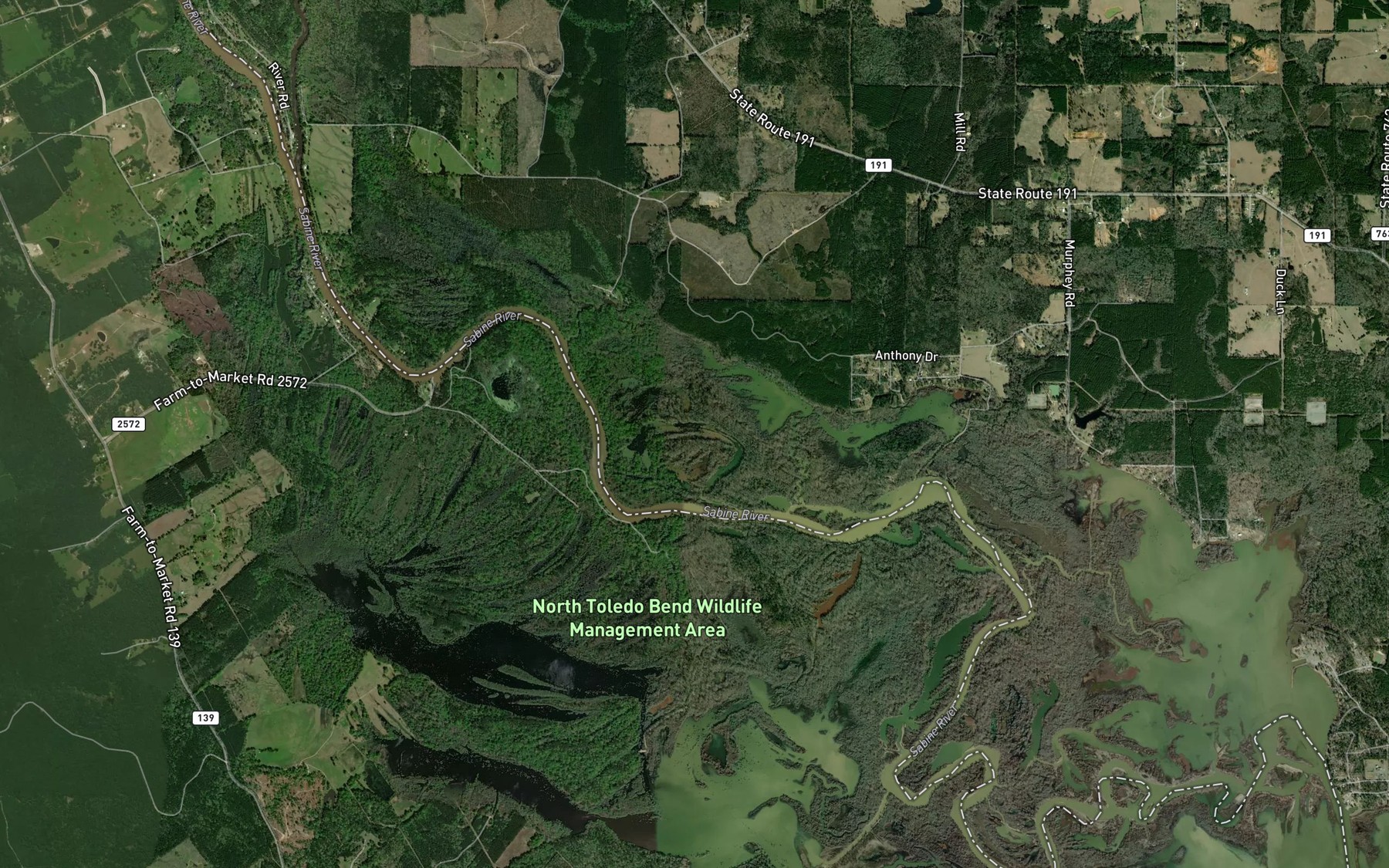 Satellite map of the Horseshoe Lake