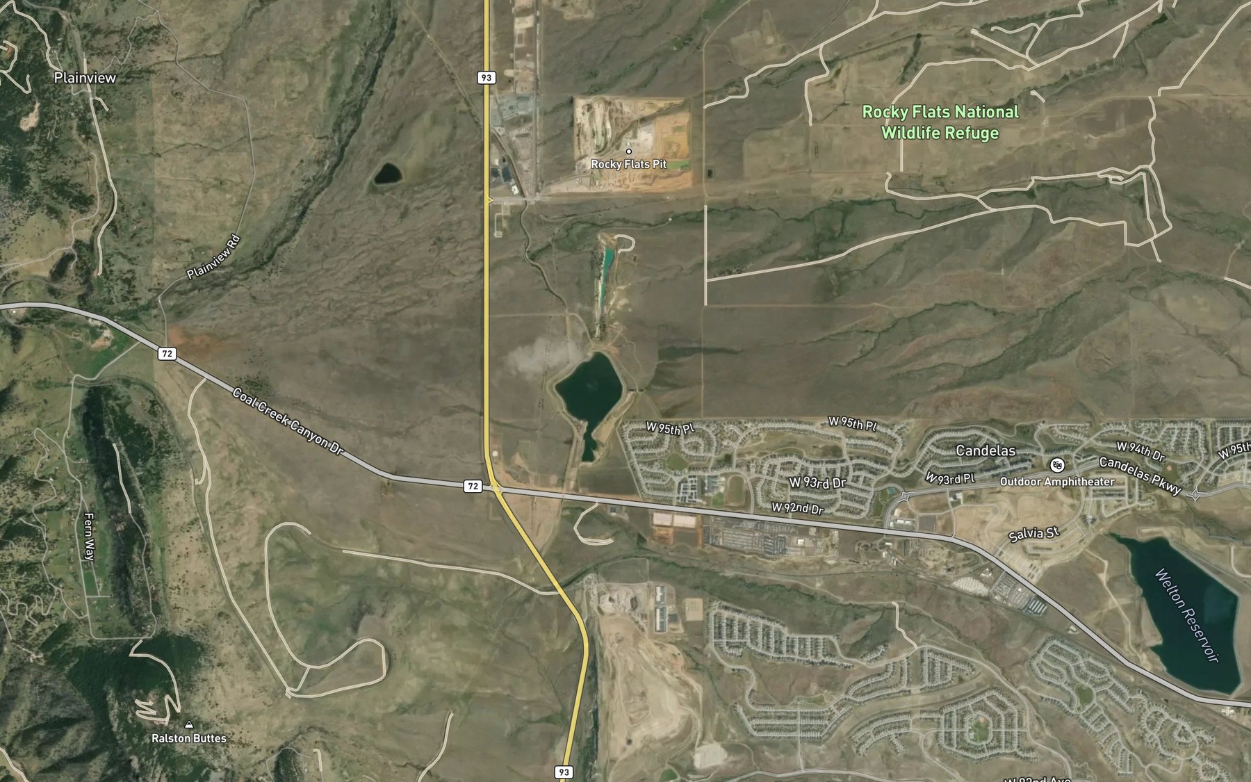 Satellite map of the Rock Flats Lake