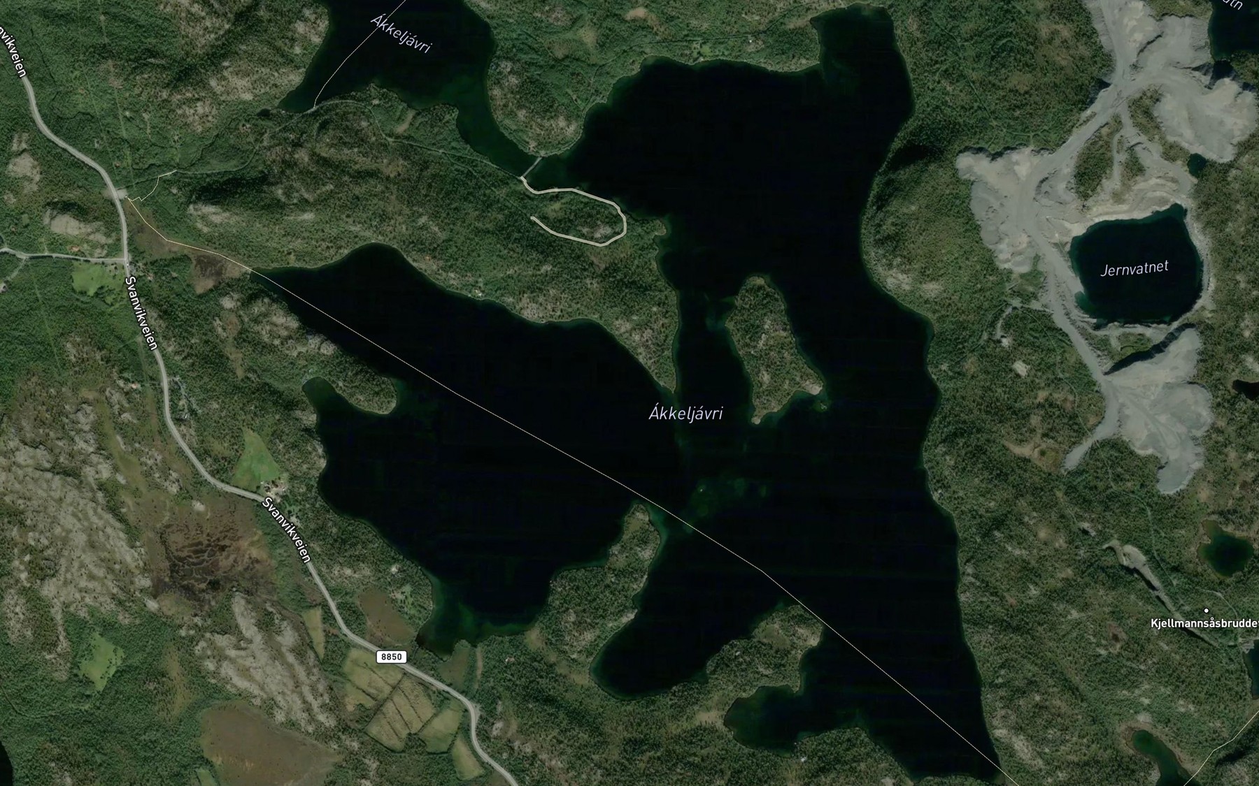 Satellite map of the Akkeljavri