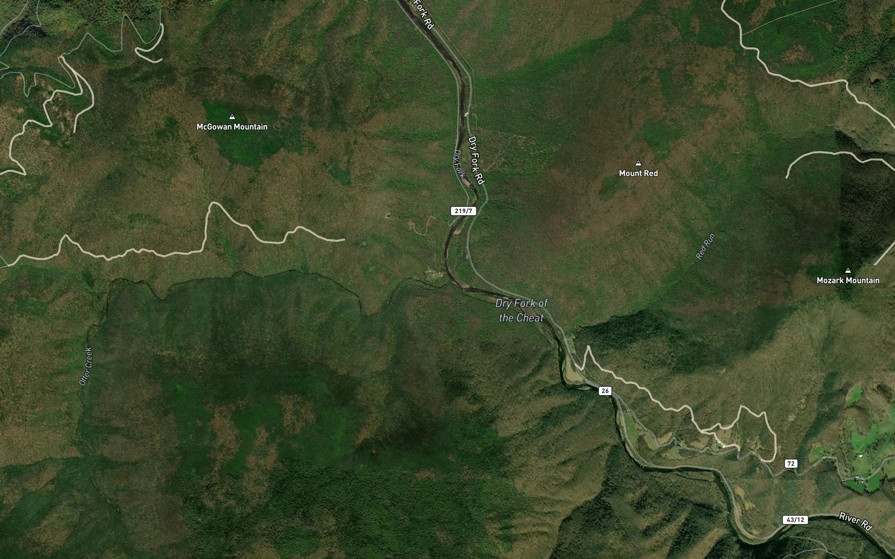 Satellite map of the Otter Creek
