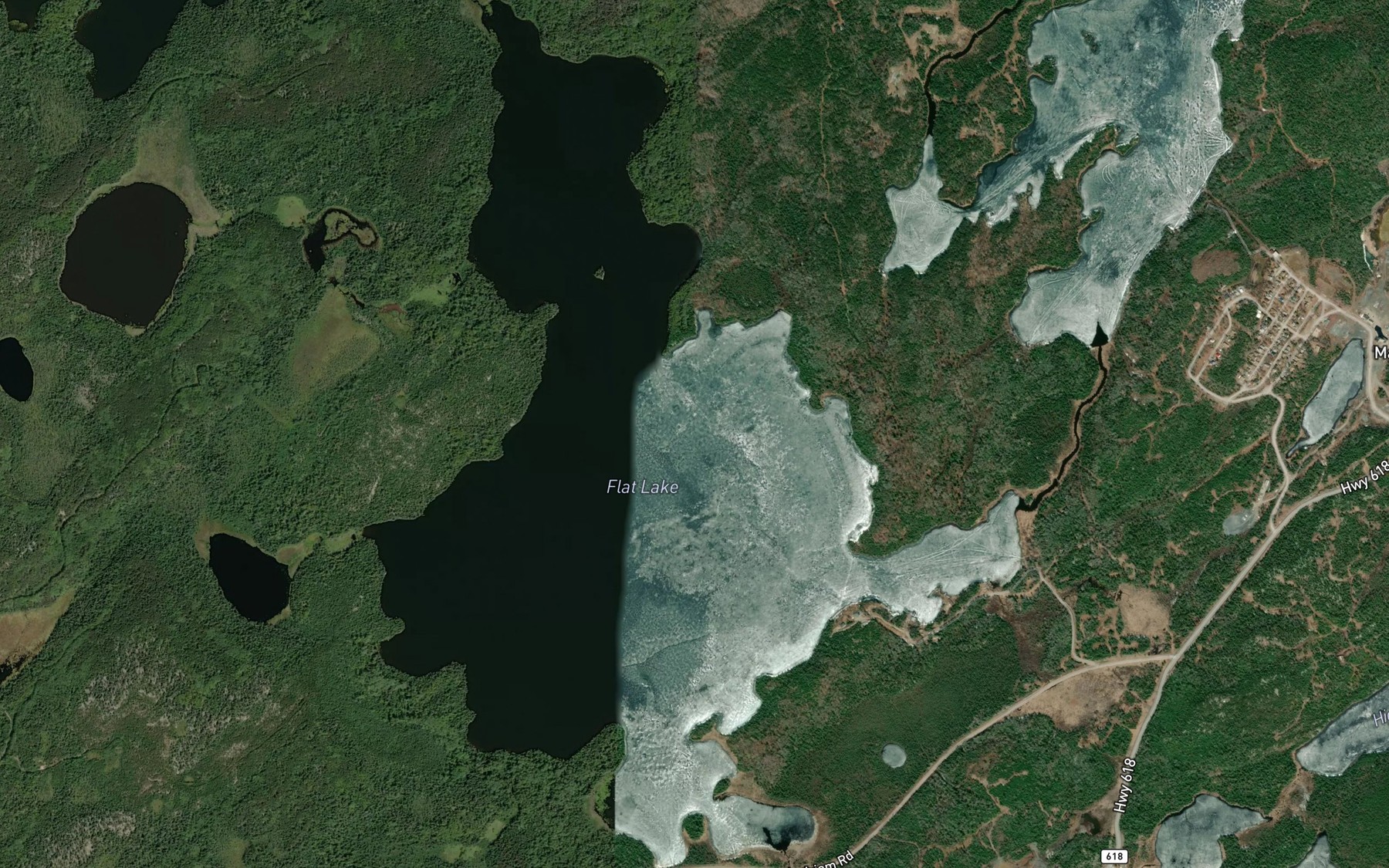 Satellite map of the Flat Lake