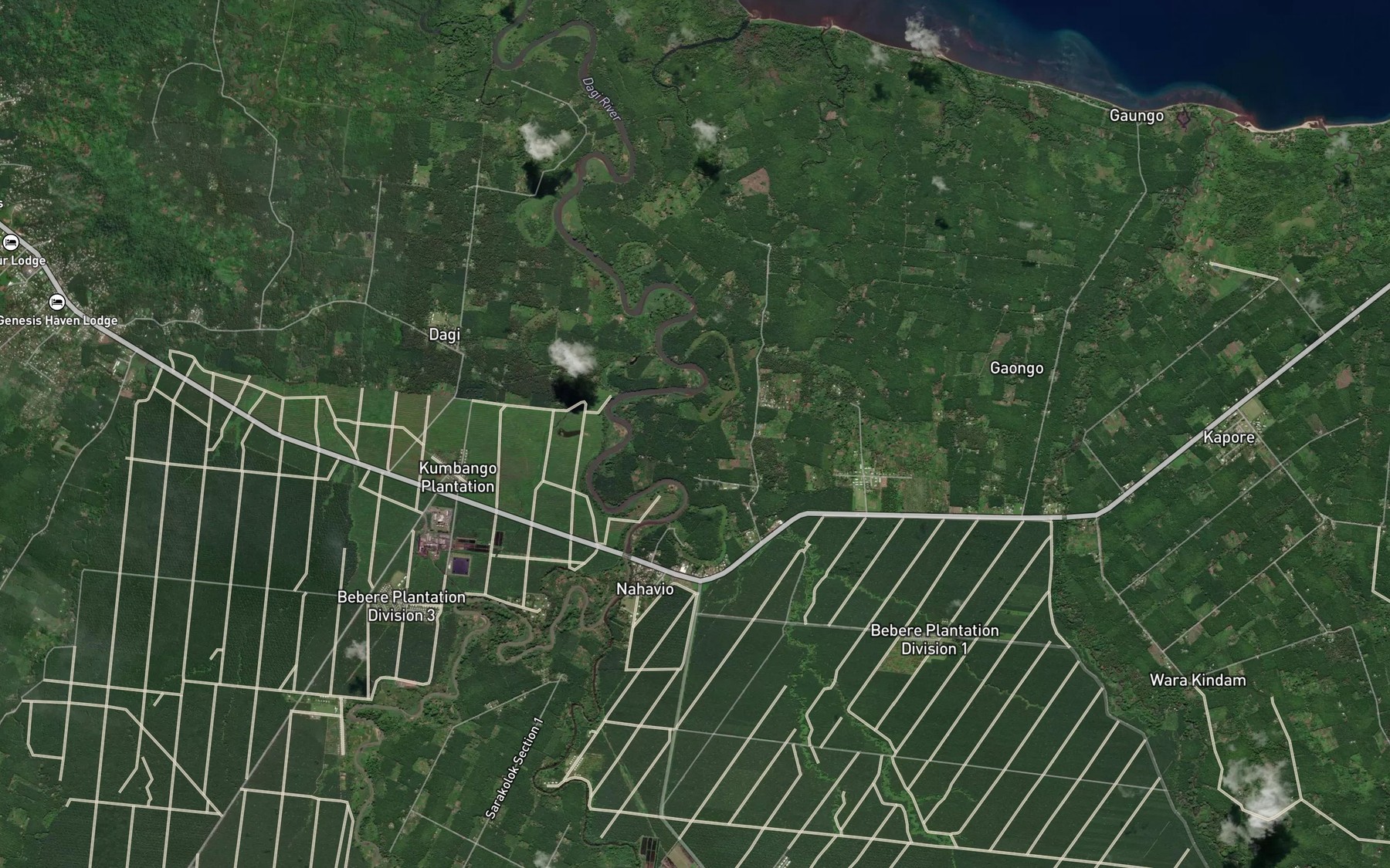 Satellite map of the Dakiamaia Creek