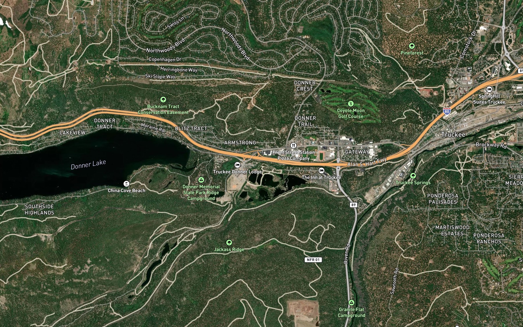 Satellite map of the Cold Creek