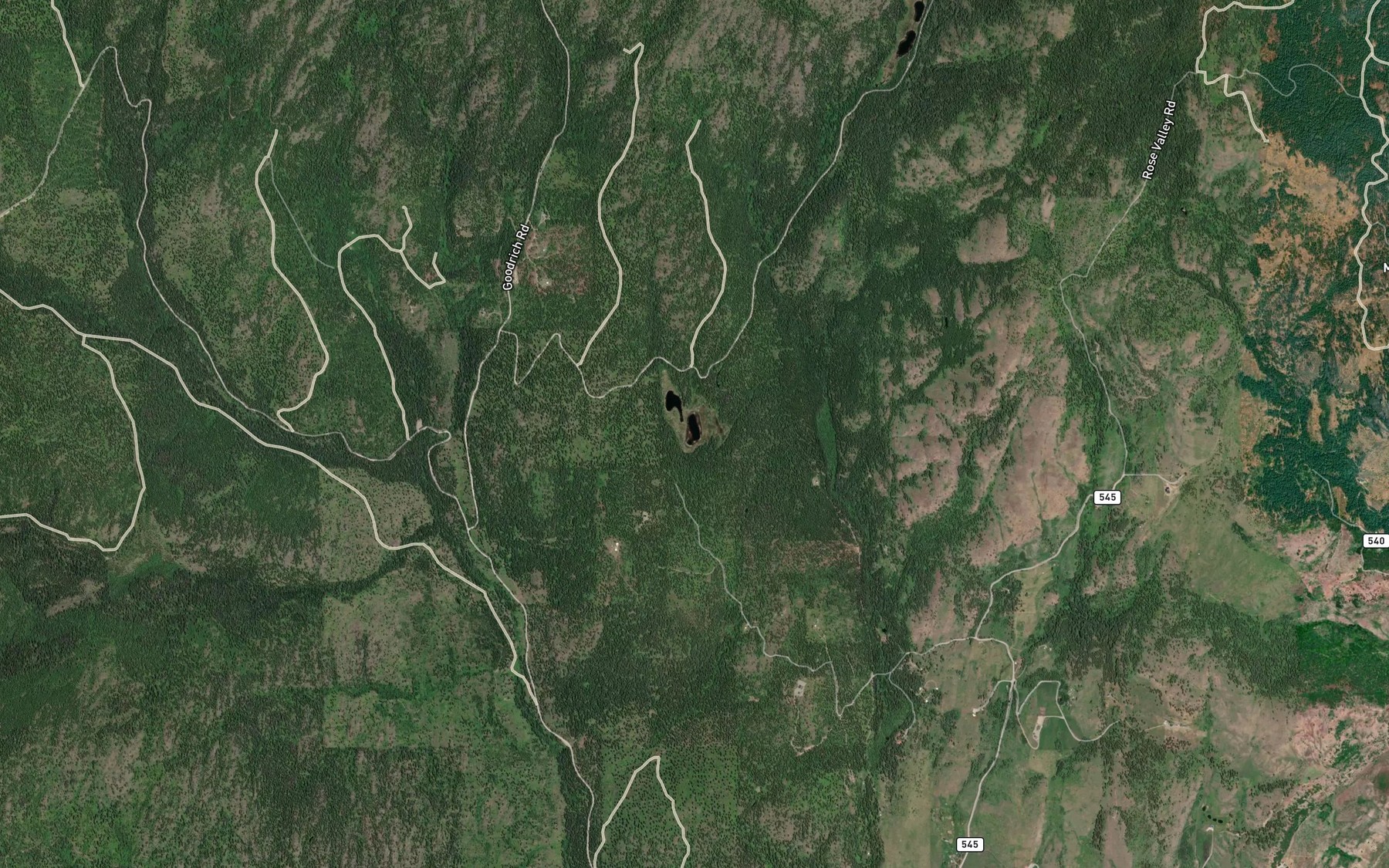 Satellite map of the Ward Lake