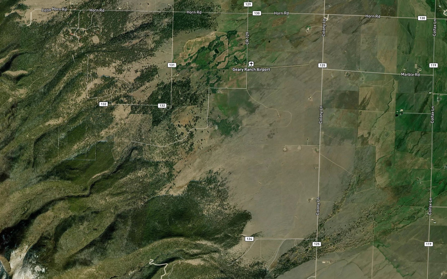 Satellite map of the Hardnack Creek