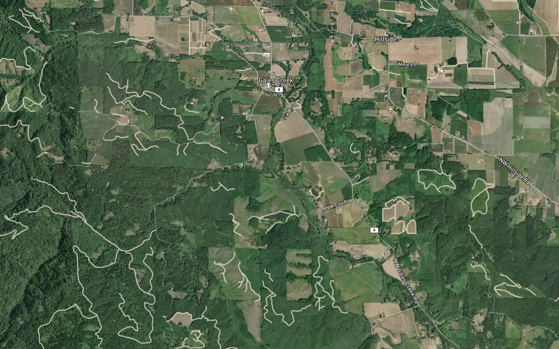 Satellite map of the Clear Creek