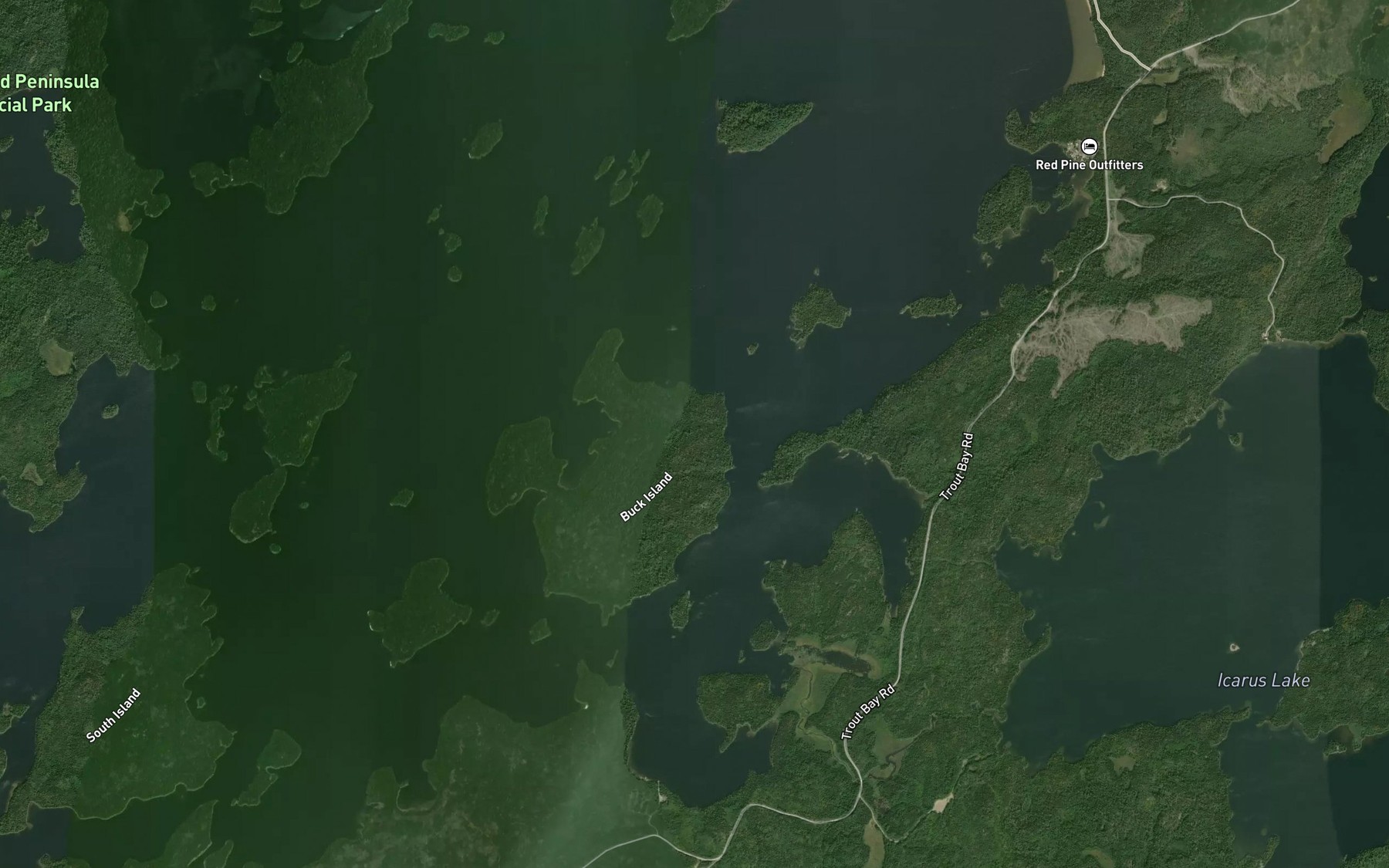 Satellite map of the Southeast Bay