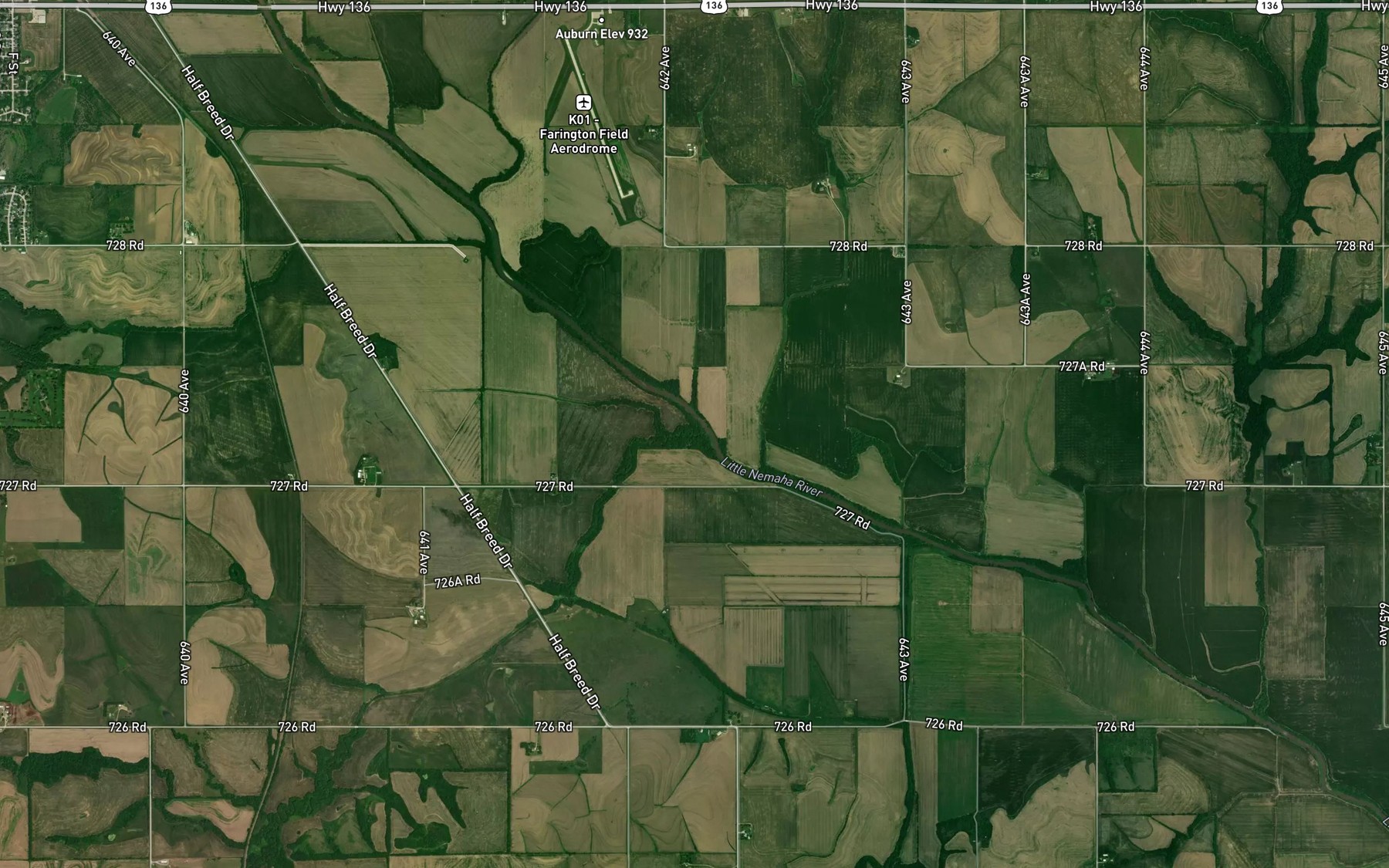 Satellite map of the Hughes Creek