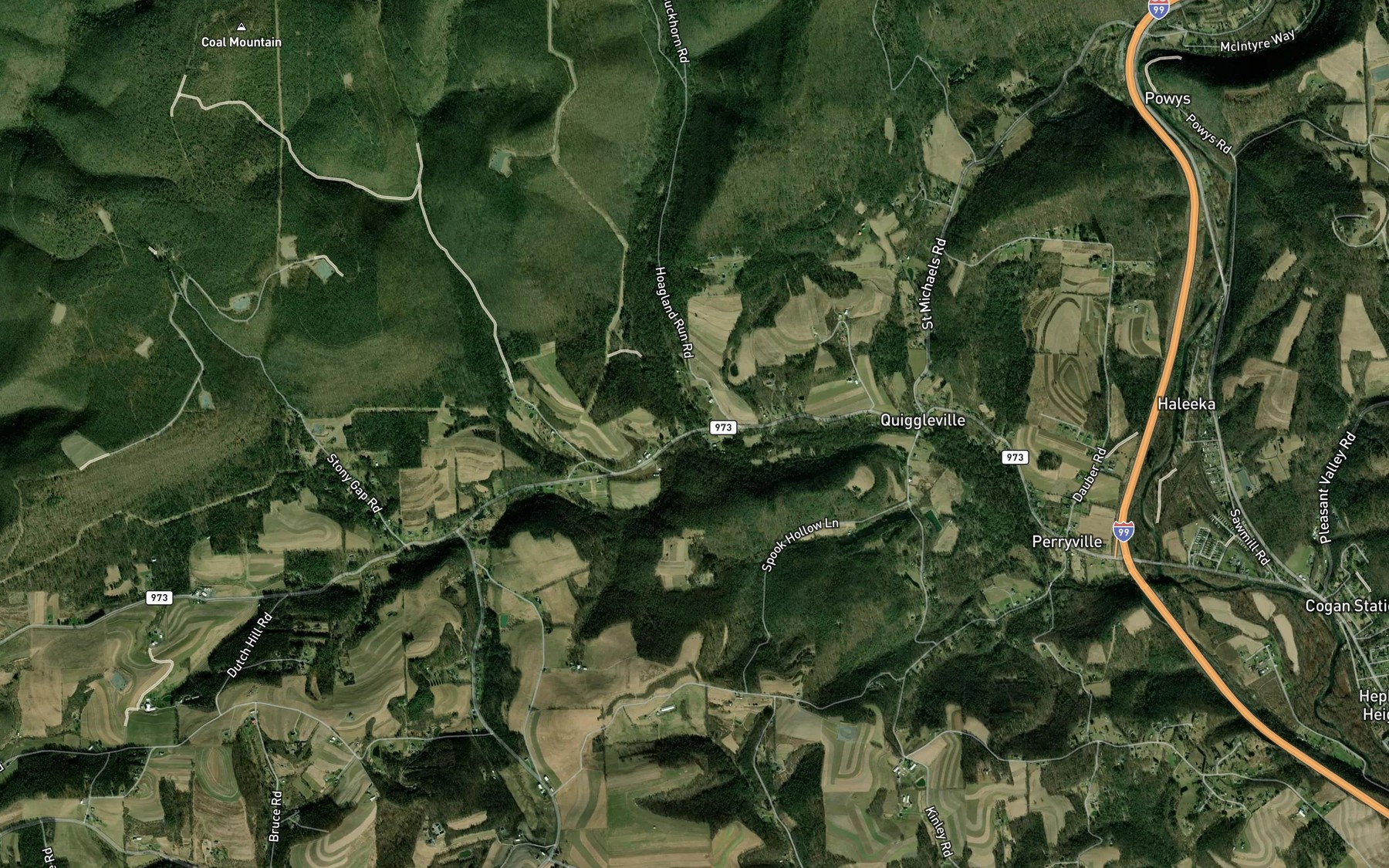 Satellite map of the Stony Gap Run