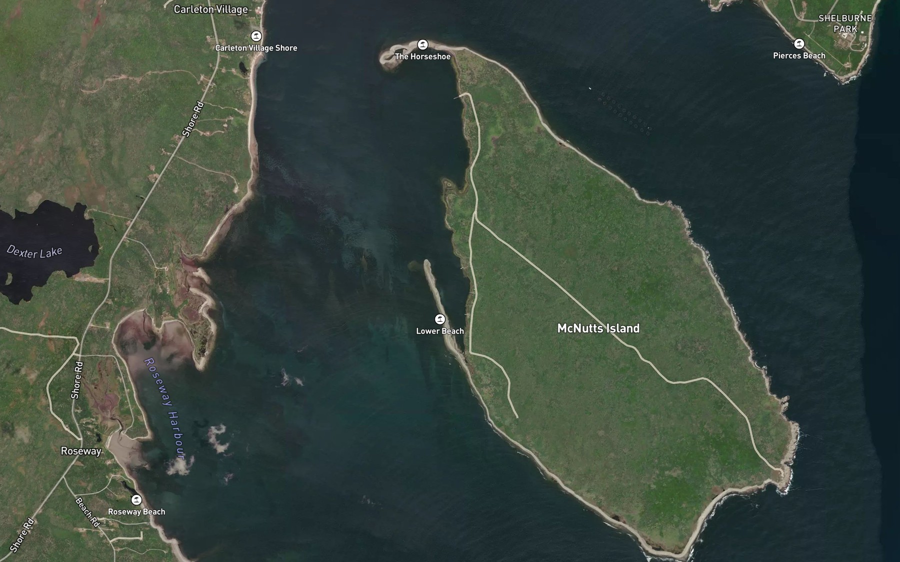 Satellite map of the Hagars Cove