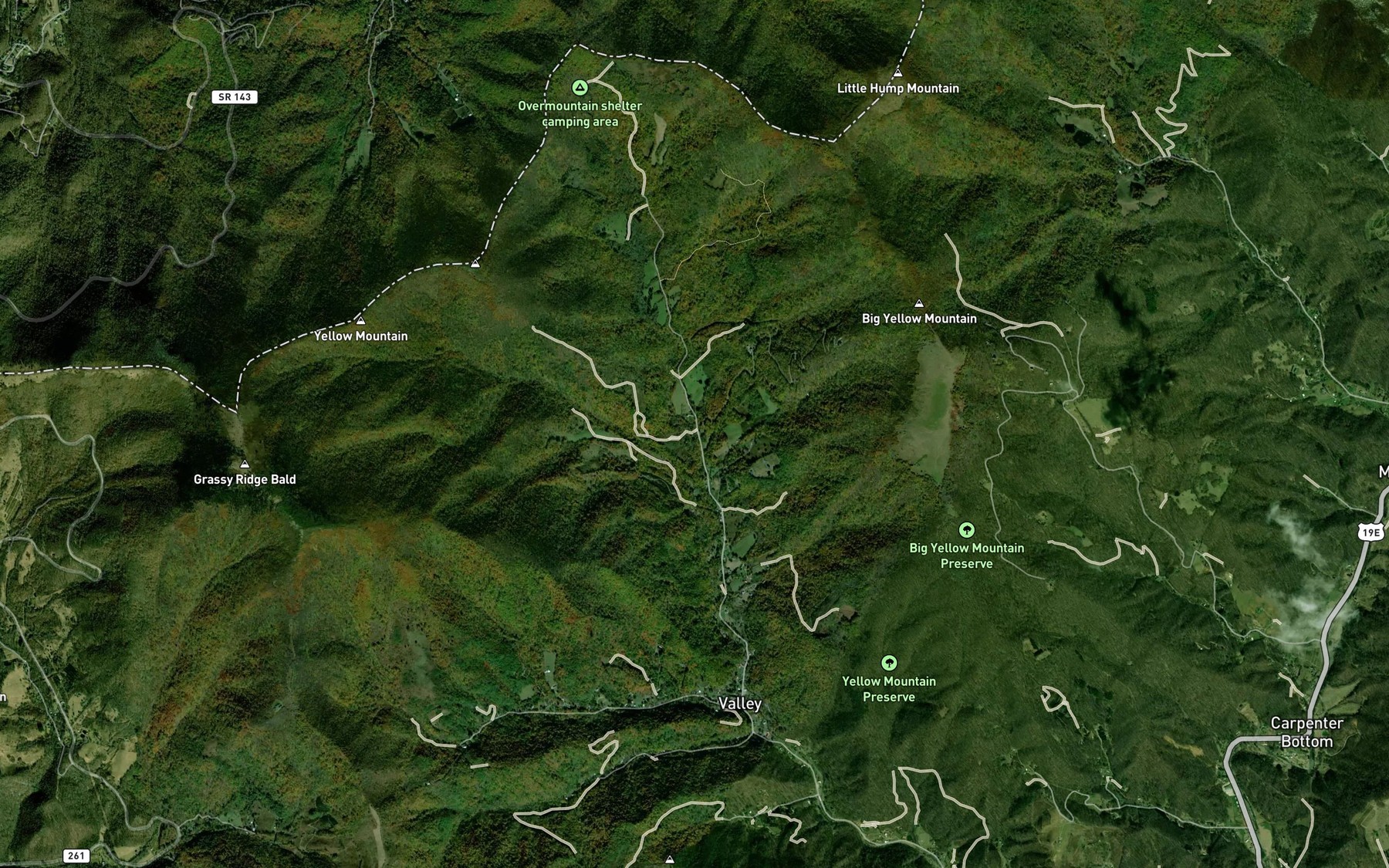 Satellite map of the Joe Branch