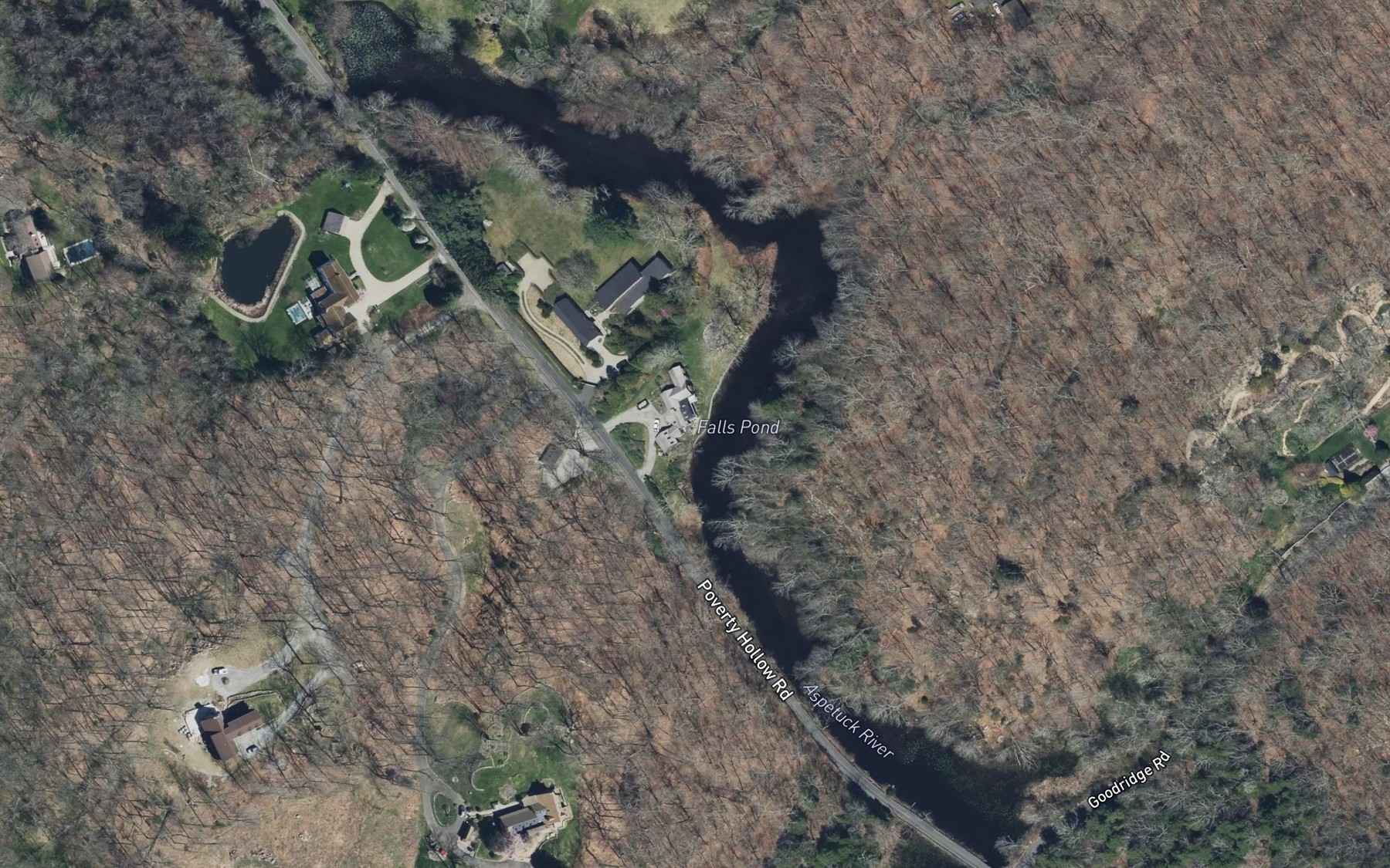 Satellite map of the Falls Pond