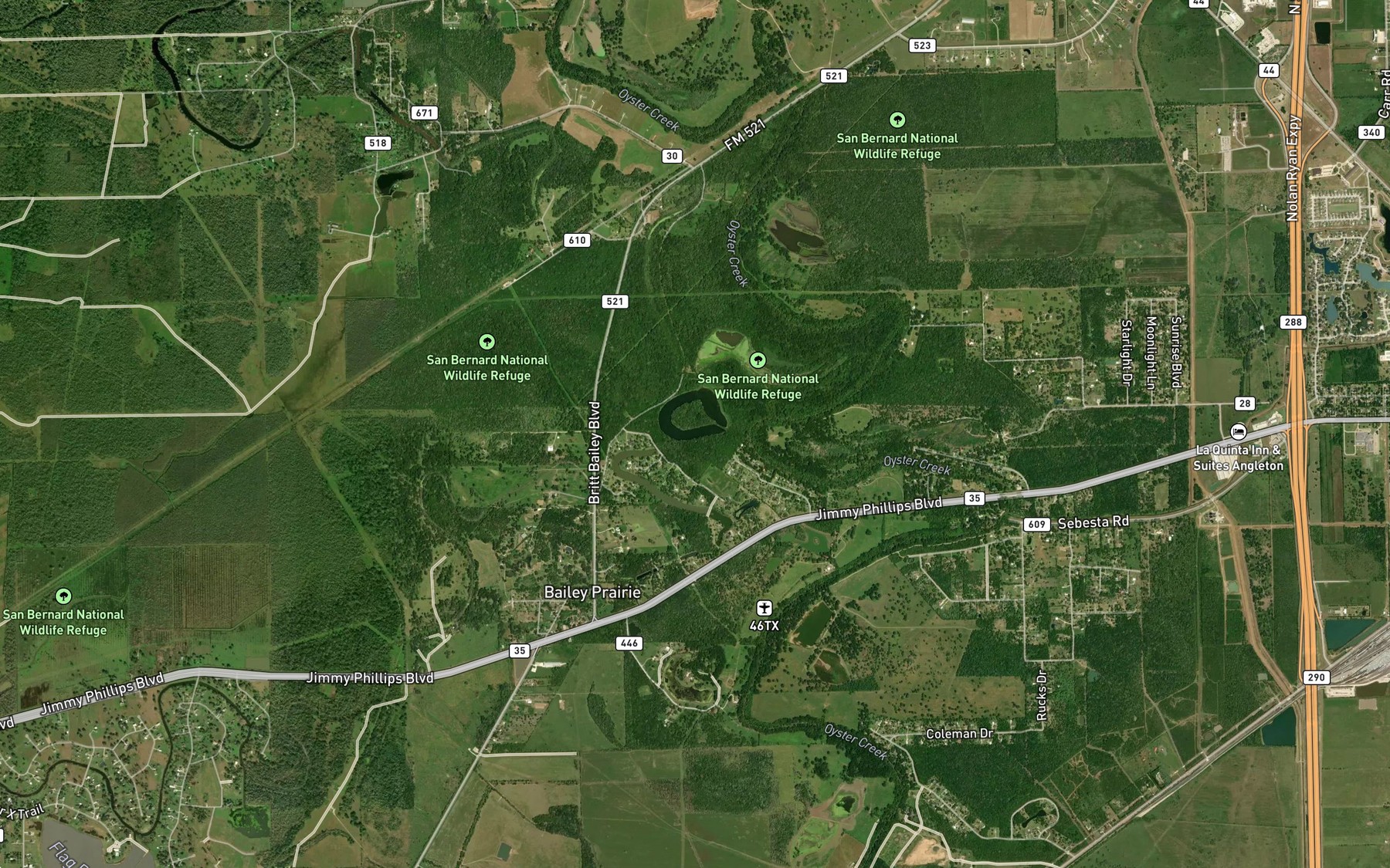 Satellite map of the Scoby Lake