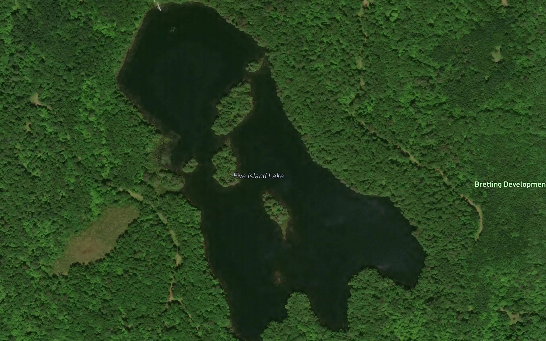 Satellite map of the Five Island Lake