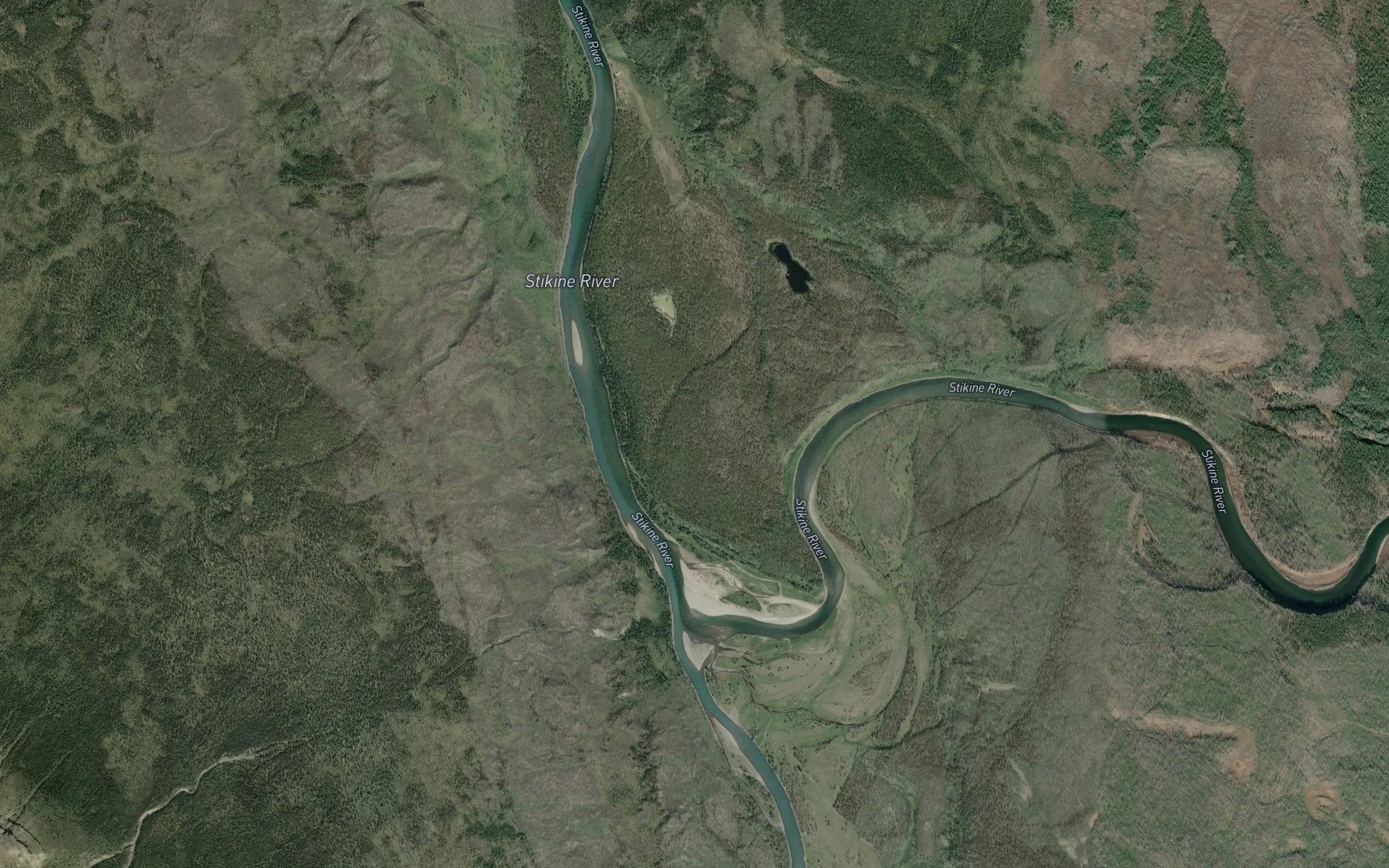 Satellite map of the Spatsizi River
