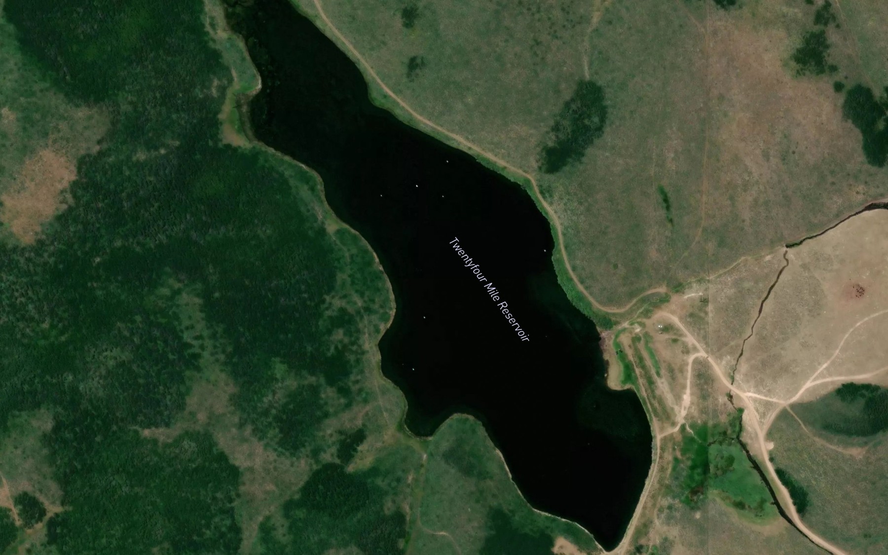 Satellite map of the Twentyfour Mile Reservoir