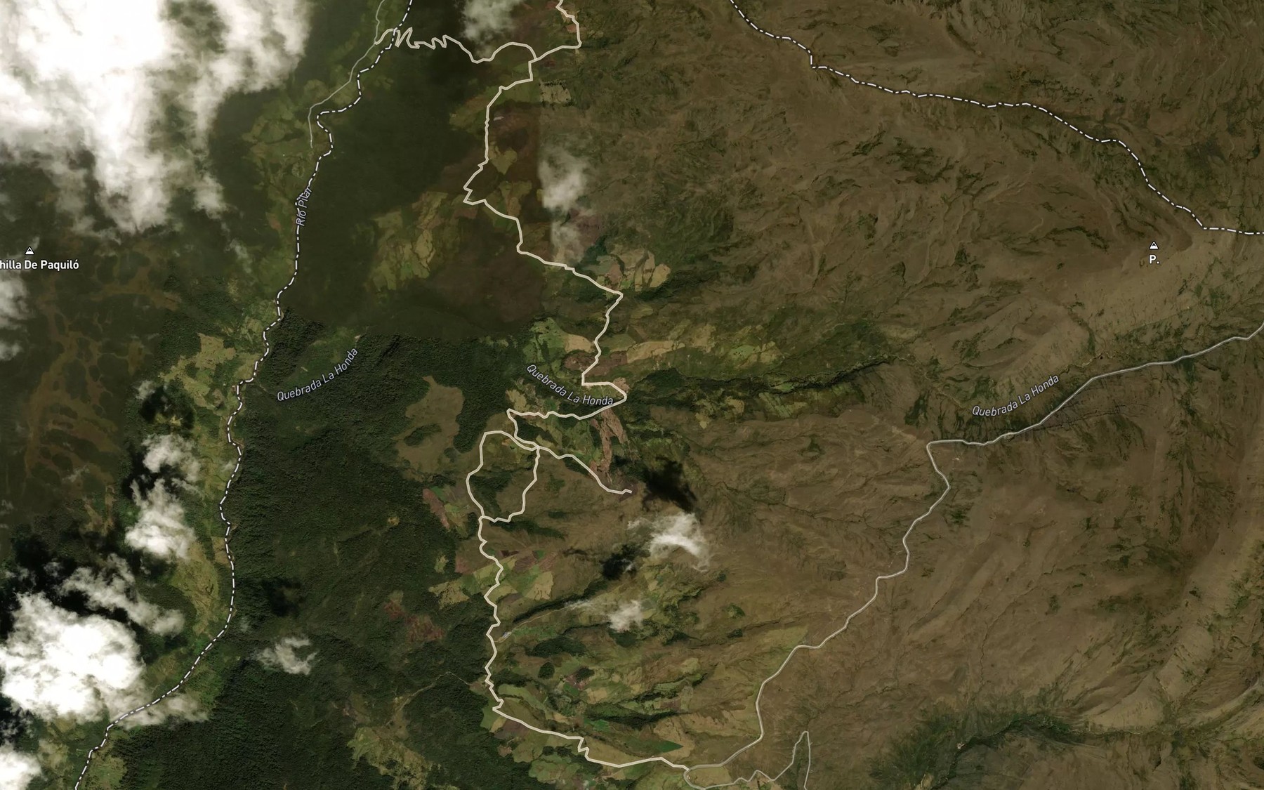 Satellite map of the Quebrada La Honda
