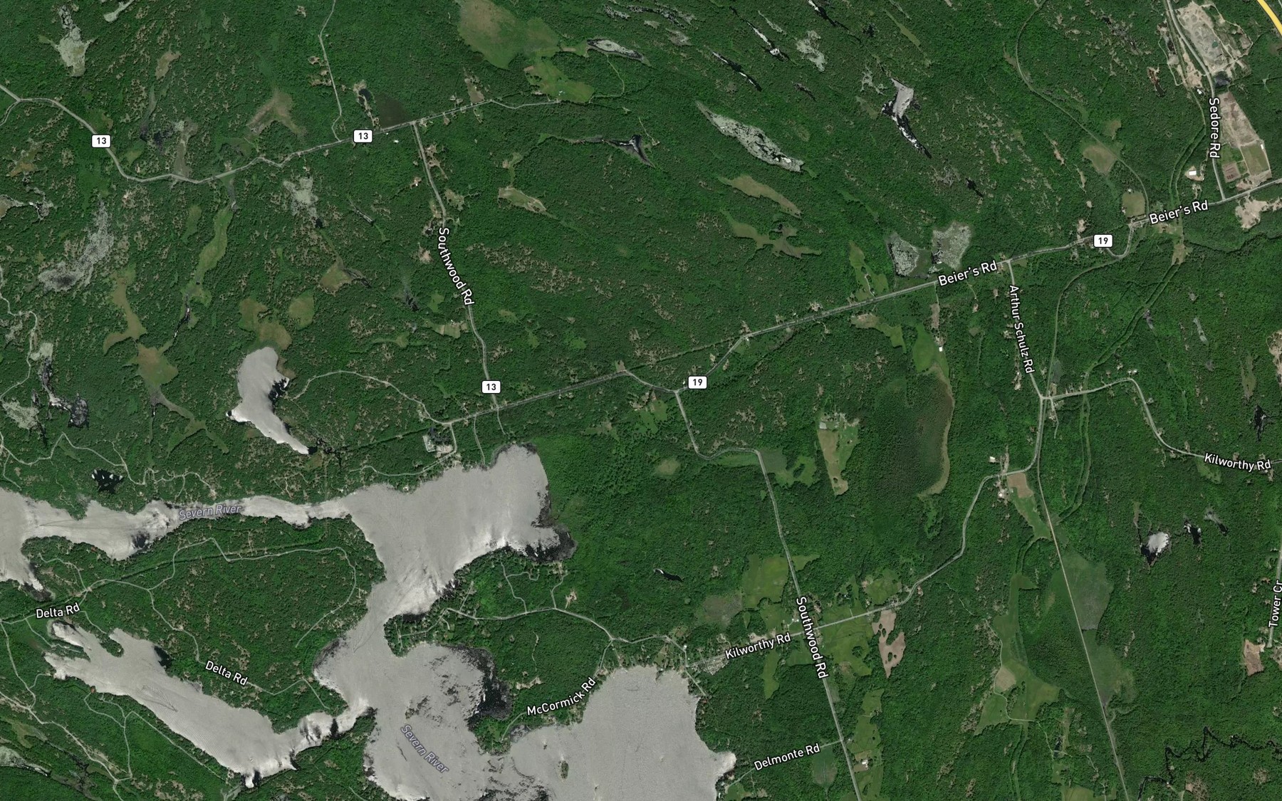 Satellite map of the South Beaver Creek