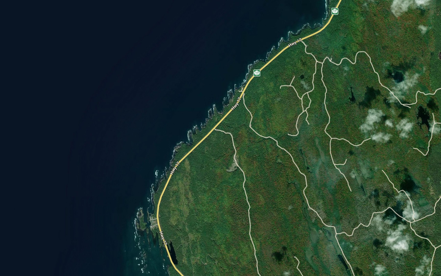 Satellite map of the Mamainse Creek