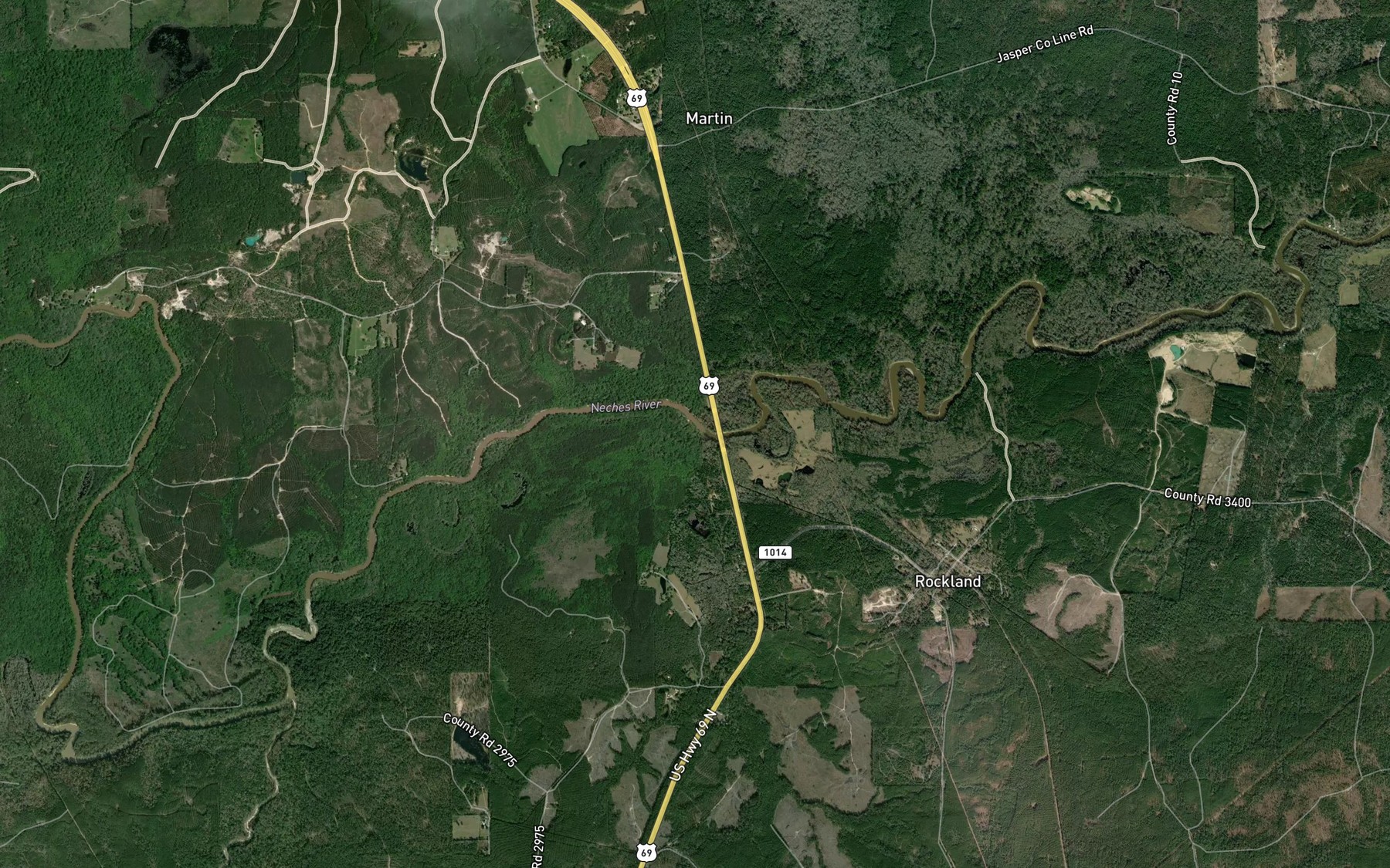 Satellite map of the Greenwood Creek